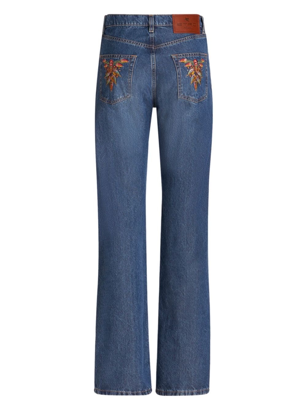 floral-embroidered high-waist jeans - 6