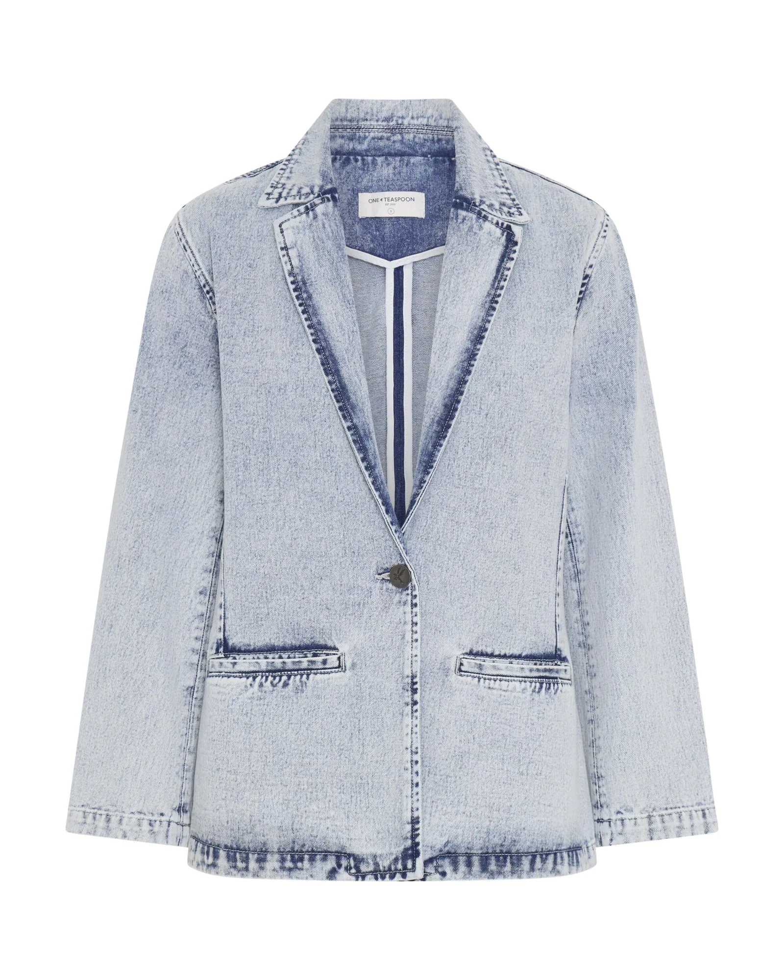 Boyfriend Denim Blazer - Bahama Blue - 1