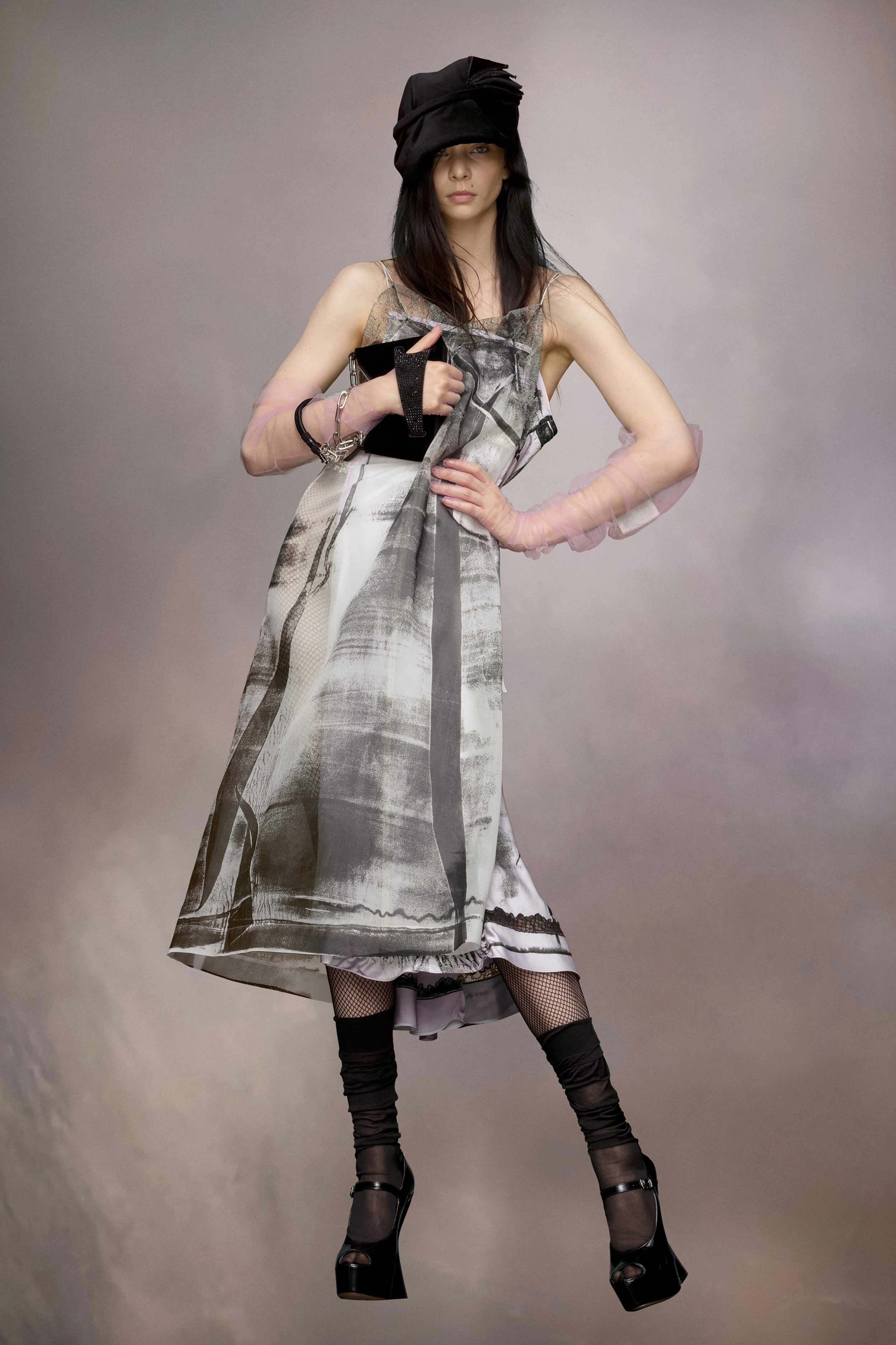 【関税込】Maison margiela 'freeze-frame' midi dress Maison Margiela Freeze-frame Silk Midi Dress | Grey | FARFETCH