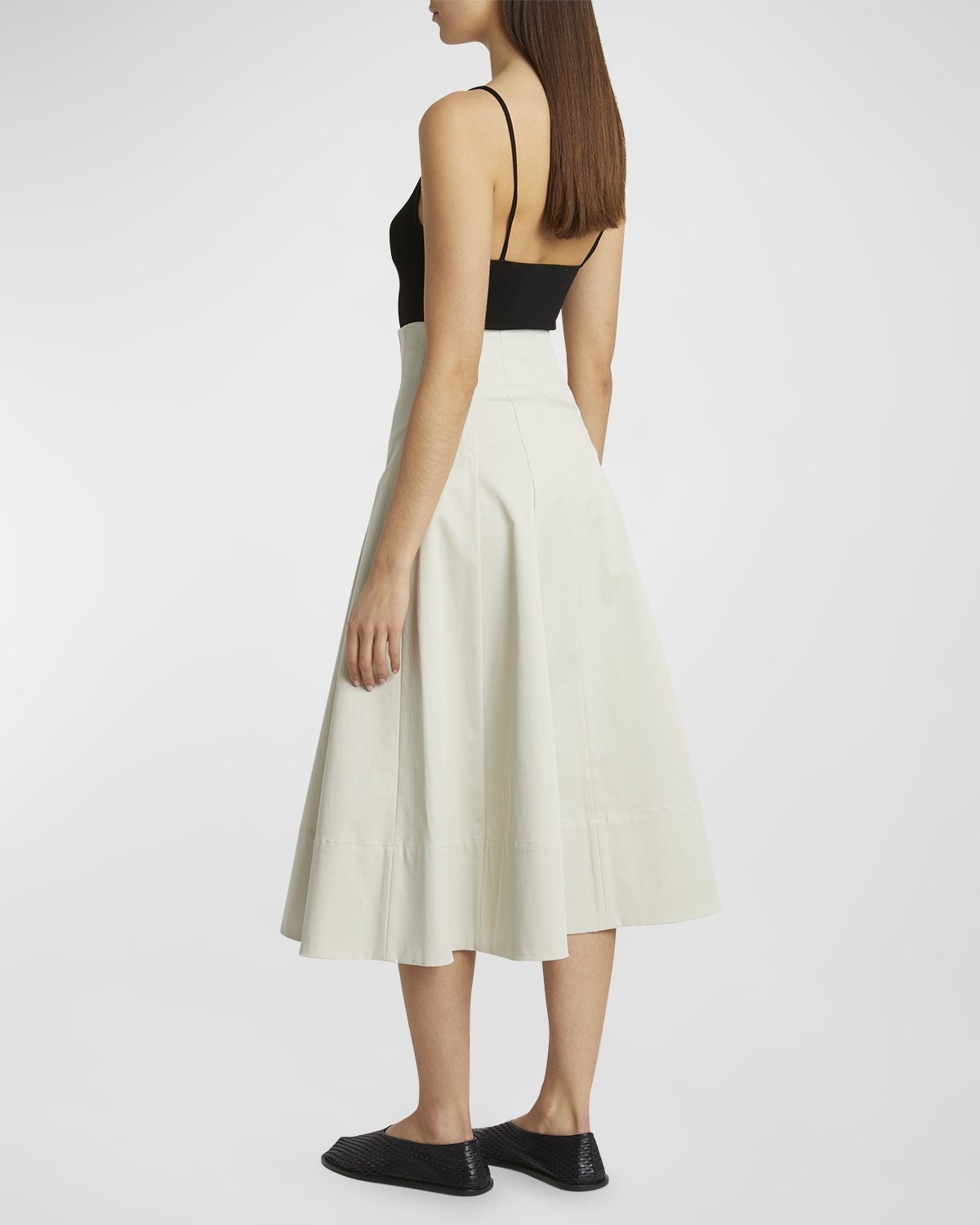 Moore Pleated Organic Cotton Twill Suiting Midi Skirt - 3