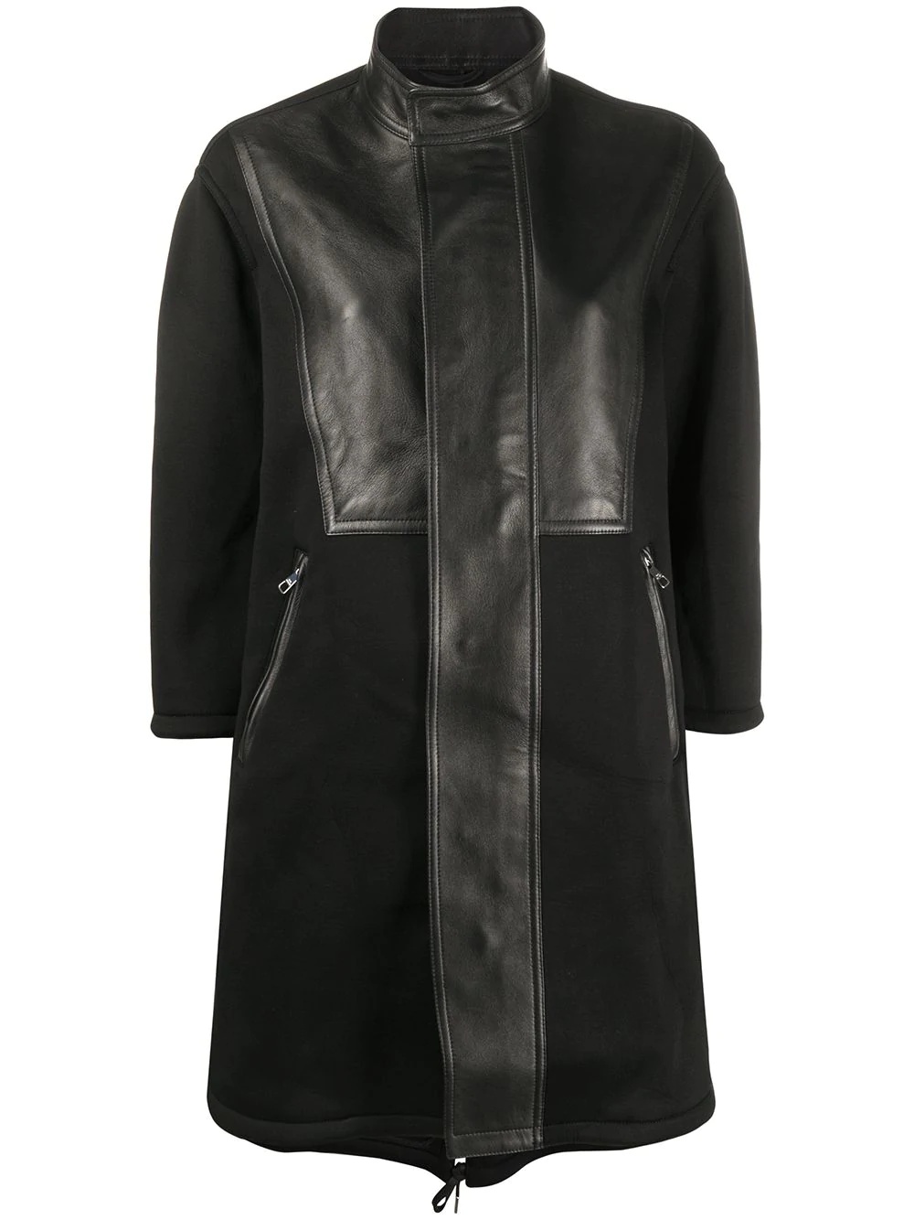 panelled leather coat - 1