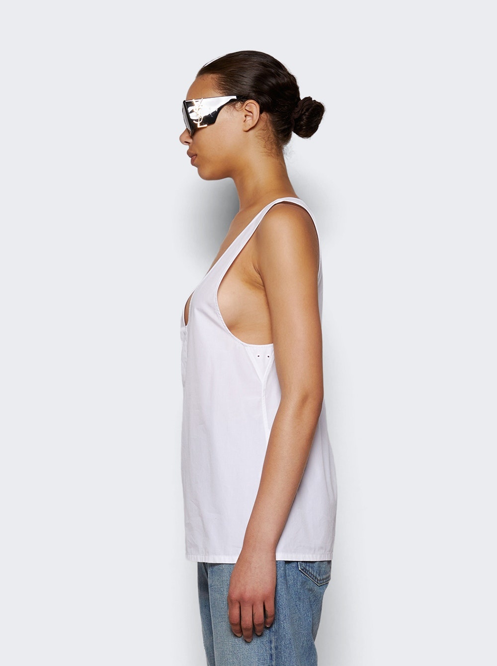 Cotton Poplin Henley Top White - 4