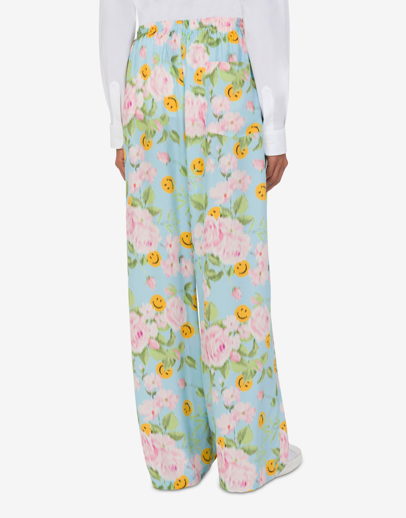 Moschino SILK SATIN PANTS SMILEY® & ROSES outlook