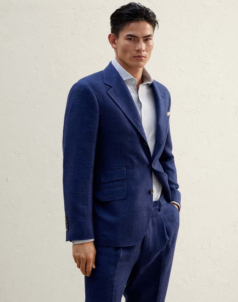 Linen, wool and silk diagonal deconstructed Cavallo blazer 1