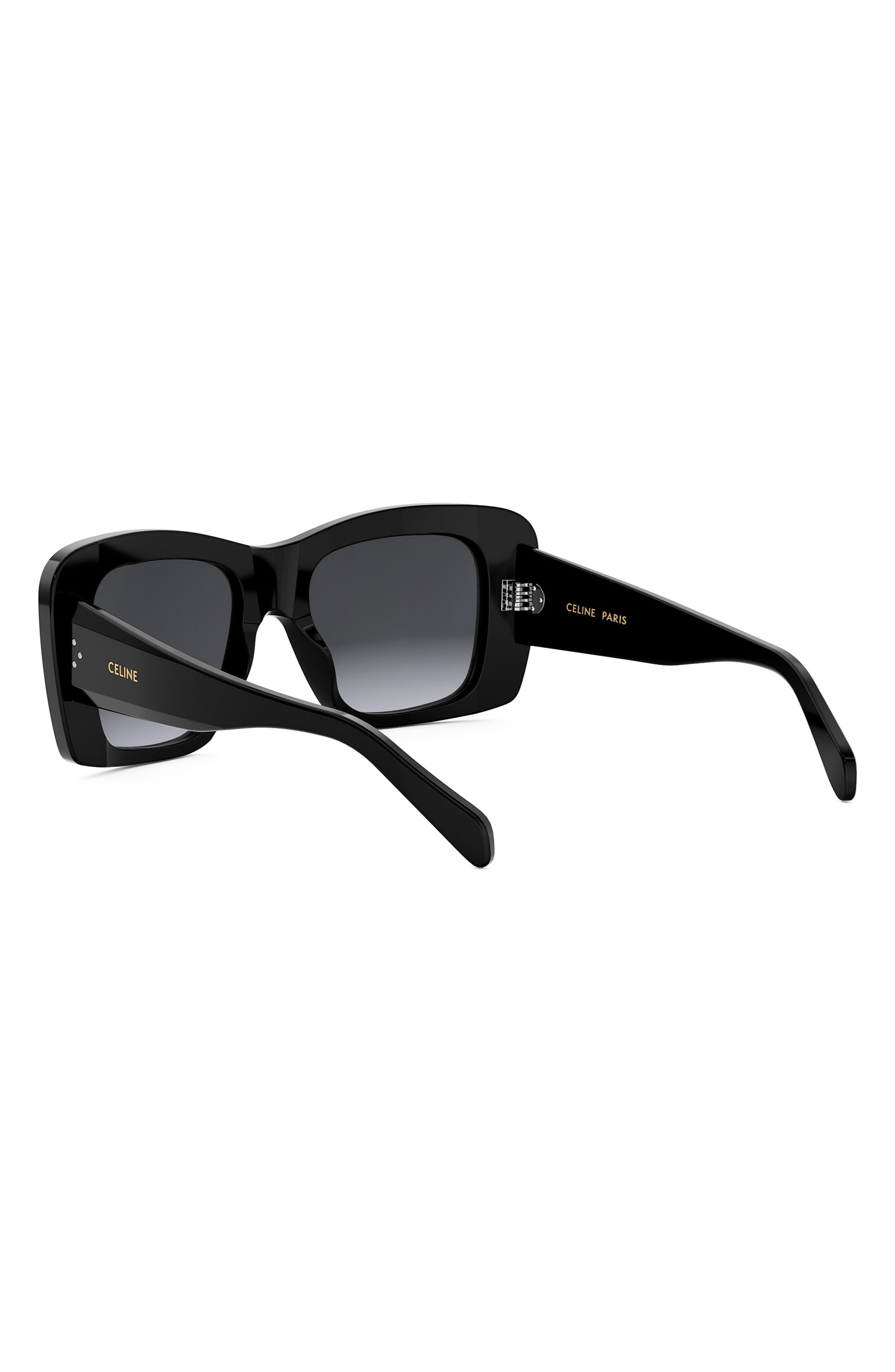 CELINE Bold 3 Dots 53mm Geometric Sunglasses in Shiny Black /Gradient Smoke at Nordstrom - 5