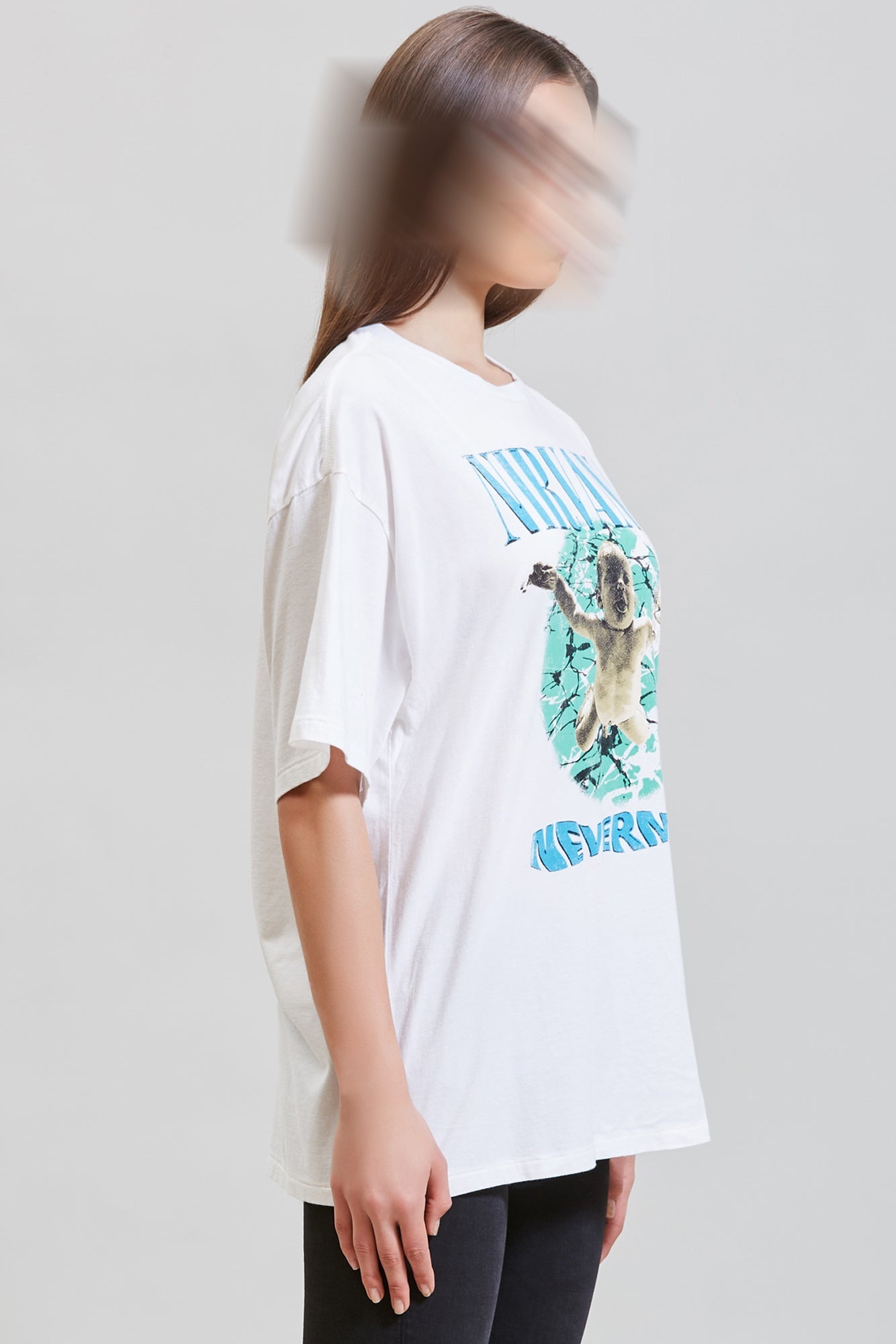 NIRVANA NEVERMIND ALBUM COVER OVERSIZED T SHIRT - ECRU | R13 - 4