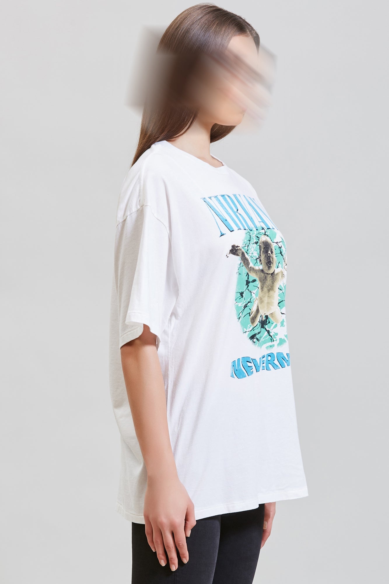 R13 NIRVANA NEVERMIND ALBUM COVER OVERSIZED T SHIRT - ECRU, R13