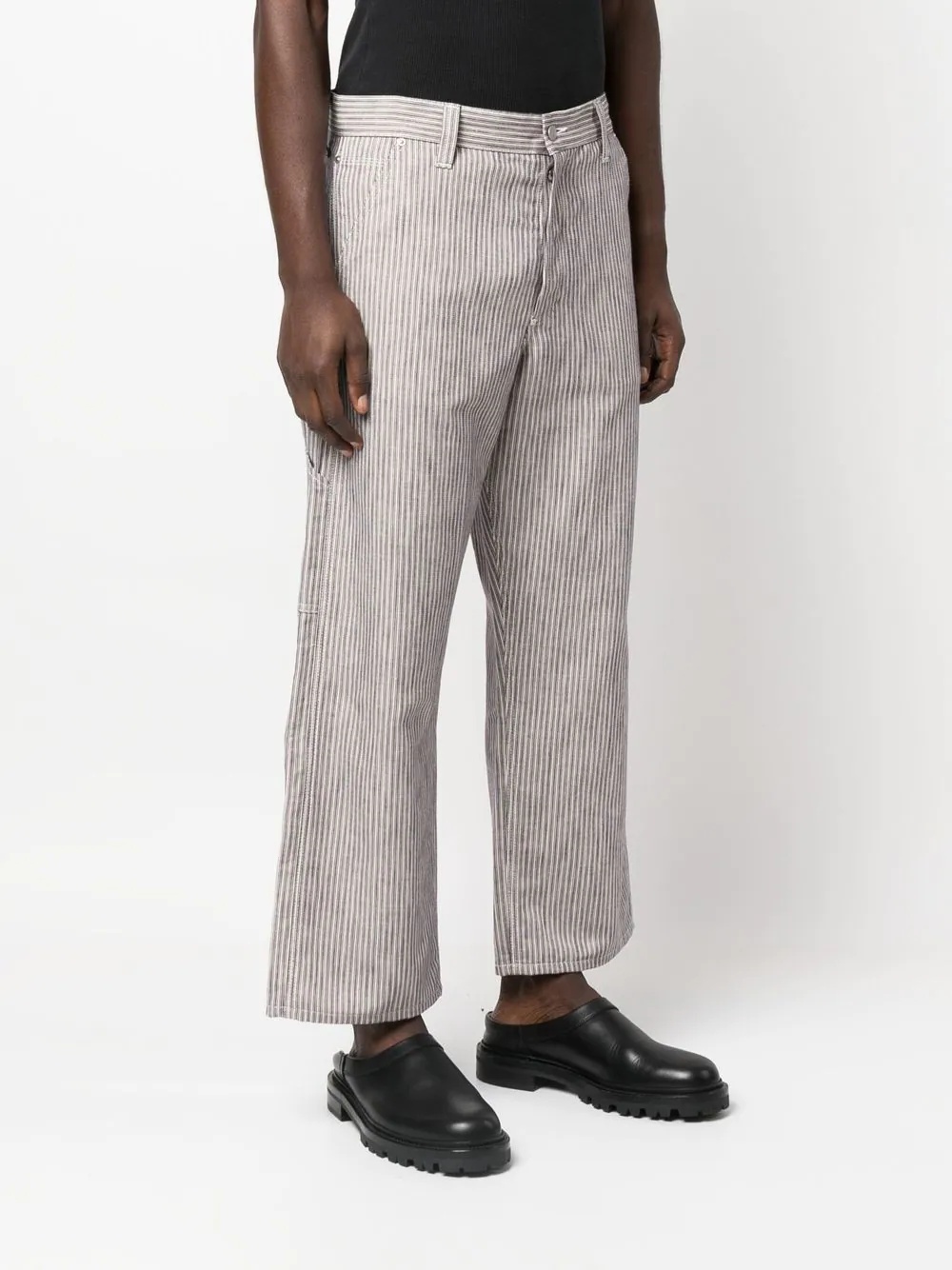 stripe-pattern cropped trousers - 3