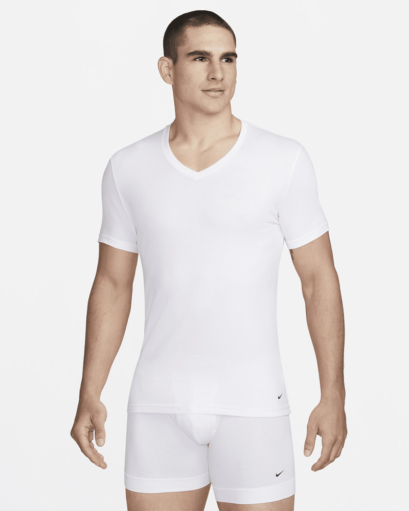 Nike Dri-FIT Essential Cotton Stretch Slim Fit V-Neck Undershirt (2-Pack) 1