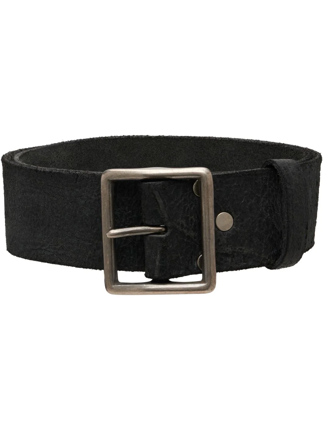Black Distressed Leather Belt - 1