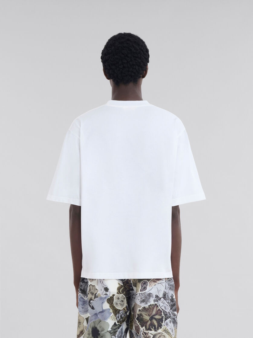 WHITE COTTON T-SHIRT WITH FLOWER PRINTS - 3