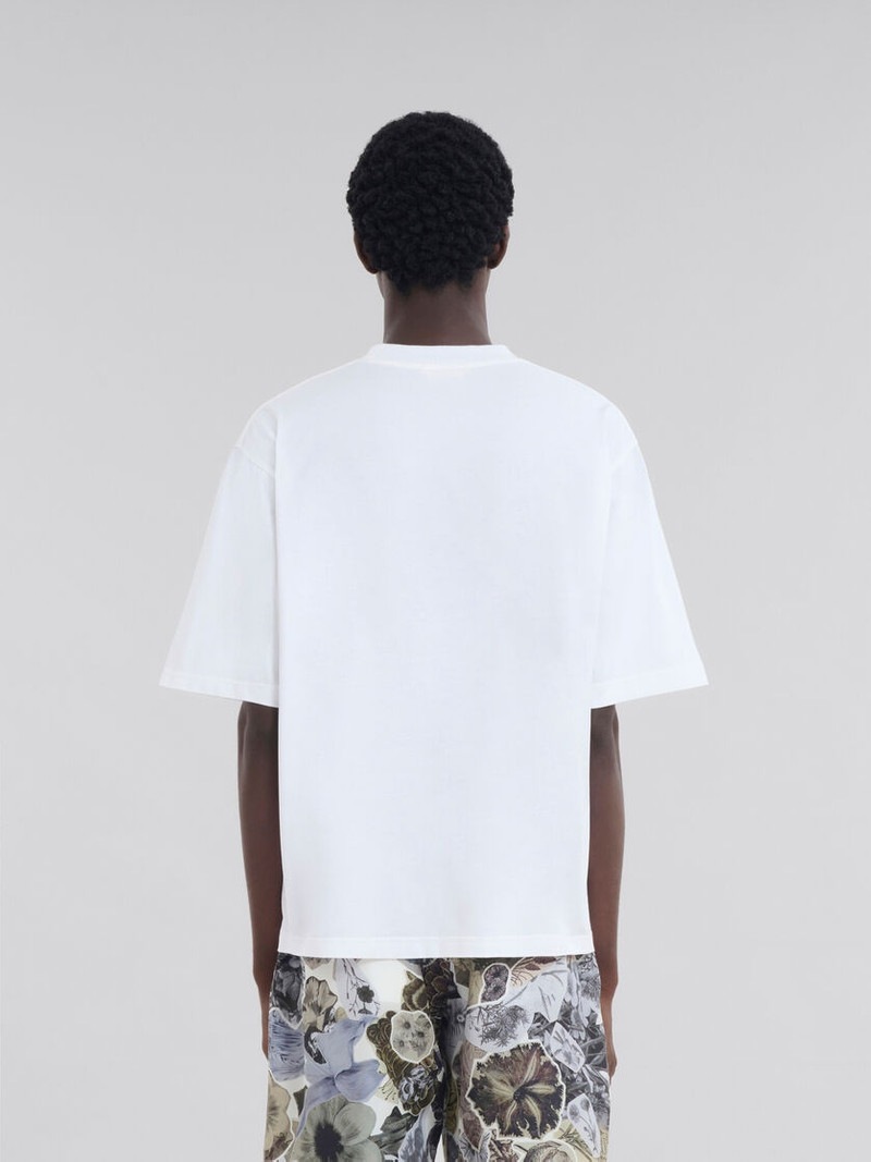 WHITE COTTON T-SHIRT WITH FLOWER PRINTS 3