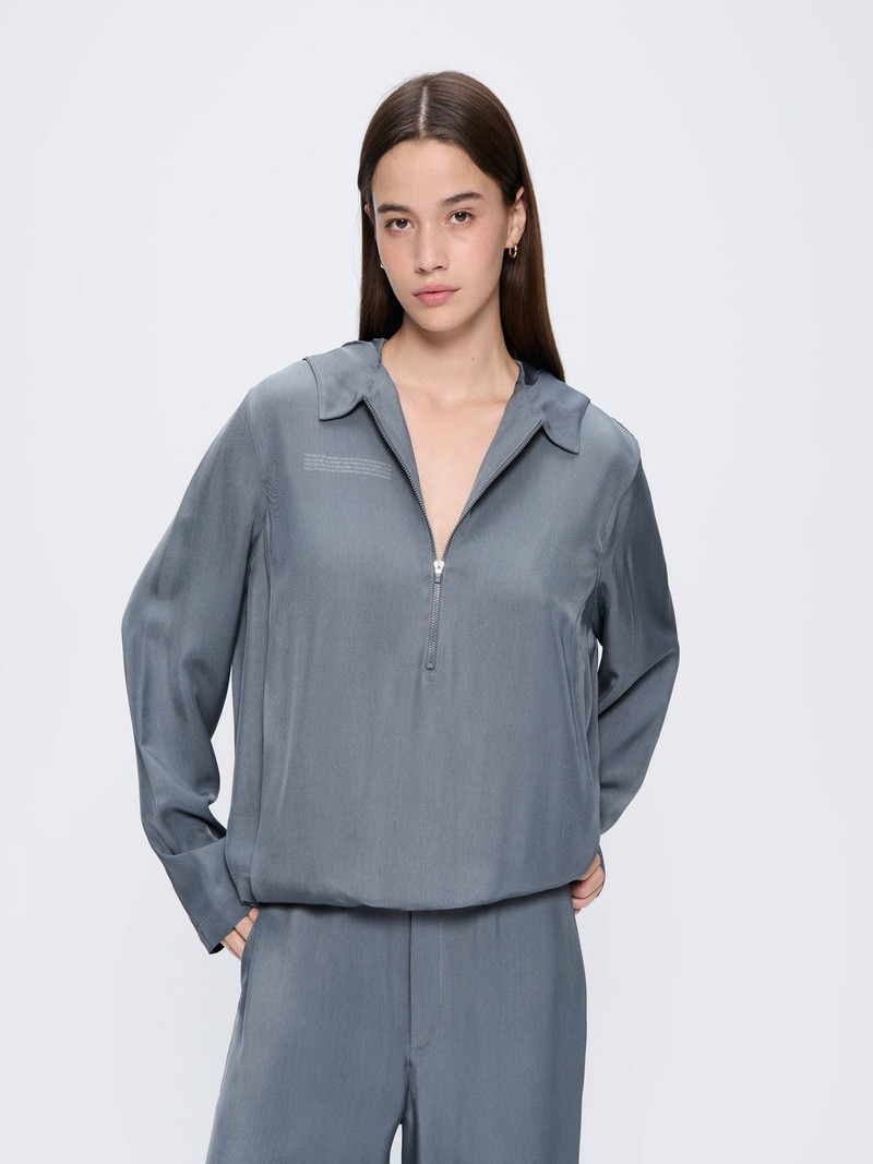 PANGAIA Womens AeoniQ™ Half-Zip Overtop - Volcanic Gray outlook