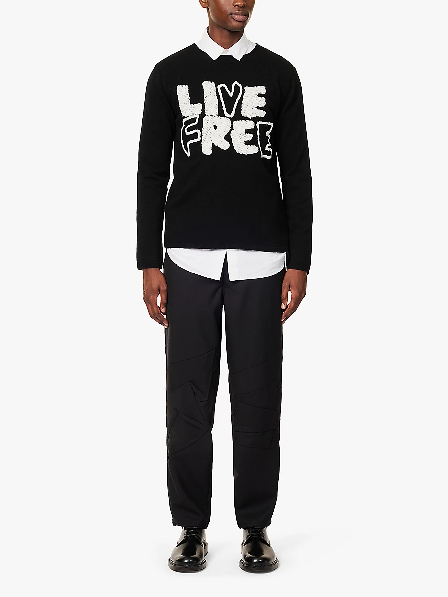 Live Free embroidered knitted wool jumper - 2