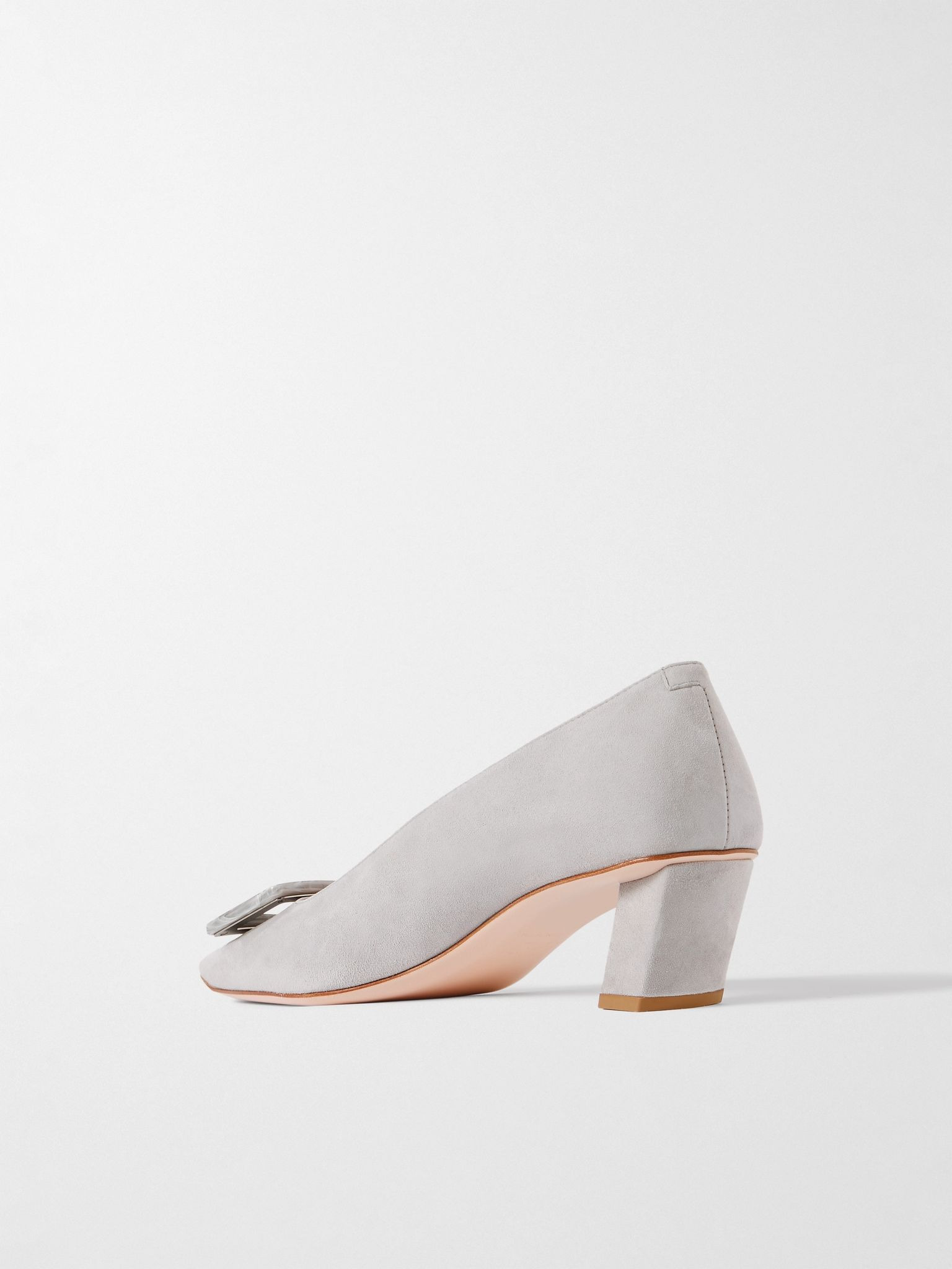 Belle Vivier 45 embellished suede pumps Gray - 3