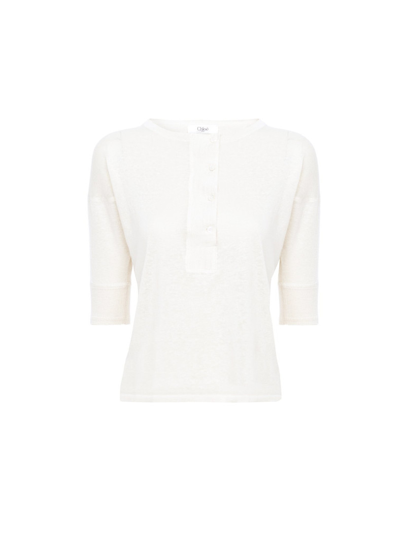 SHORT-SLEEVE HENLEY SHIRT IN LINEN & SILK KNIT 1