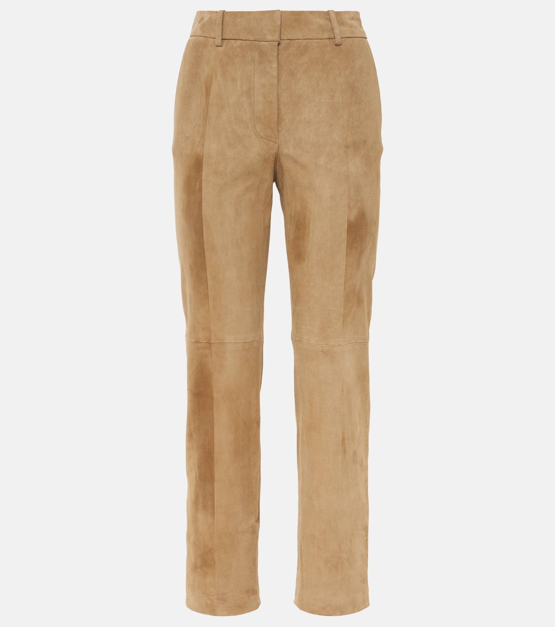 Coleman cropped suede straight pants - 1