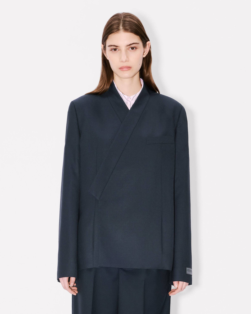 'KENZO Weave' kimono blazer in wool jacquard 4
