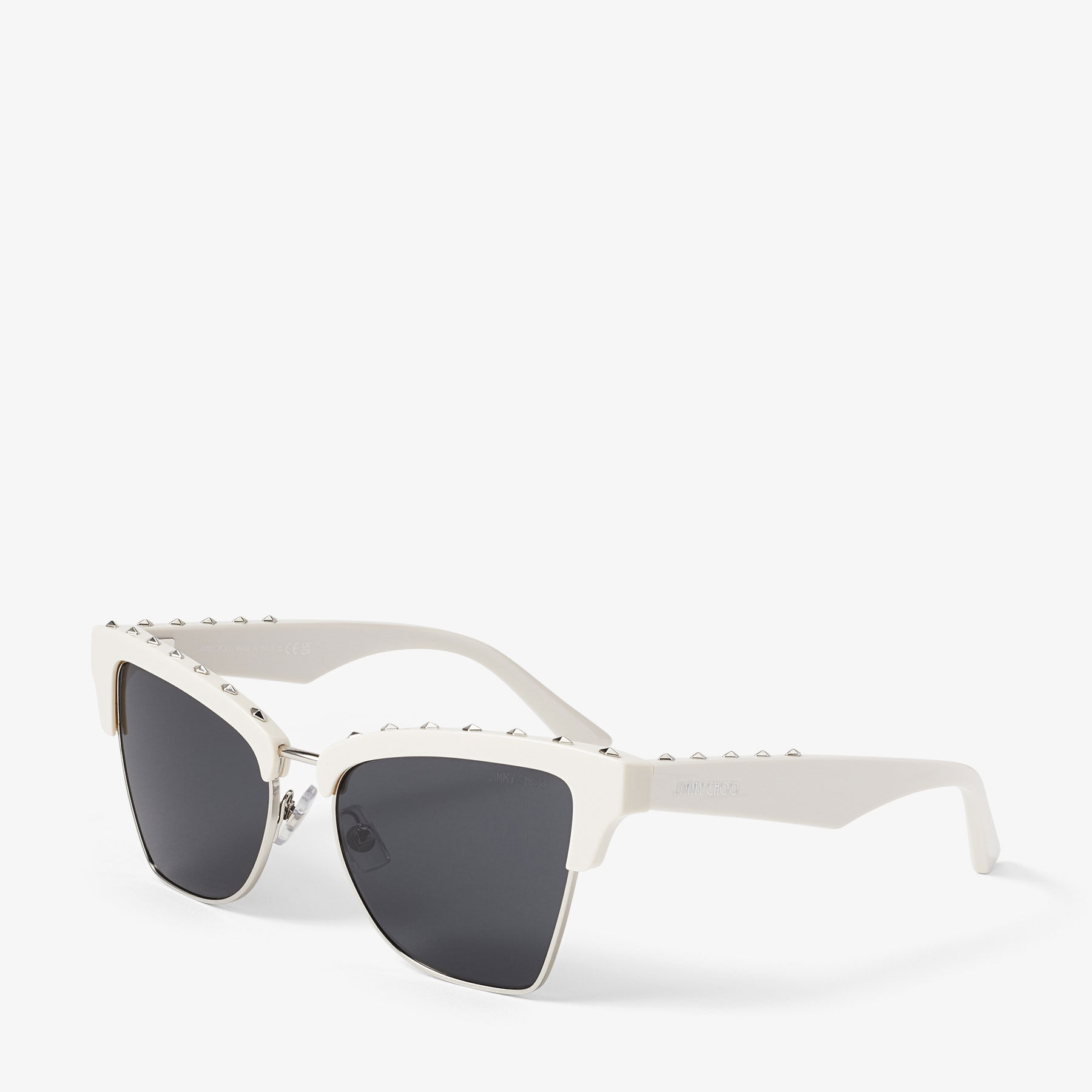 Maxime
White Butterfly Frame Sunglasses with Studs - 3