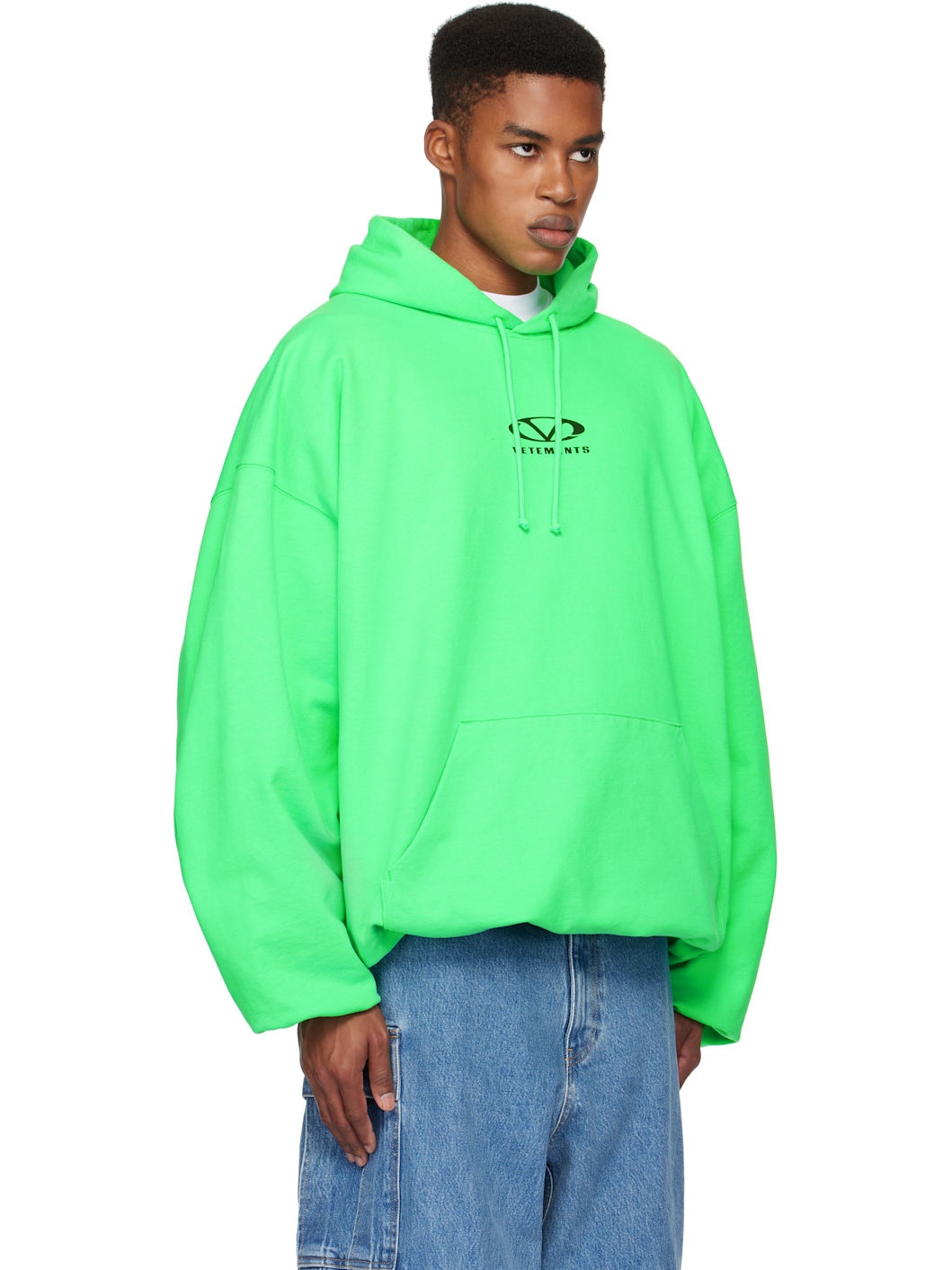 Green Oval Logo Cropped Boxy Hoodie - 2