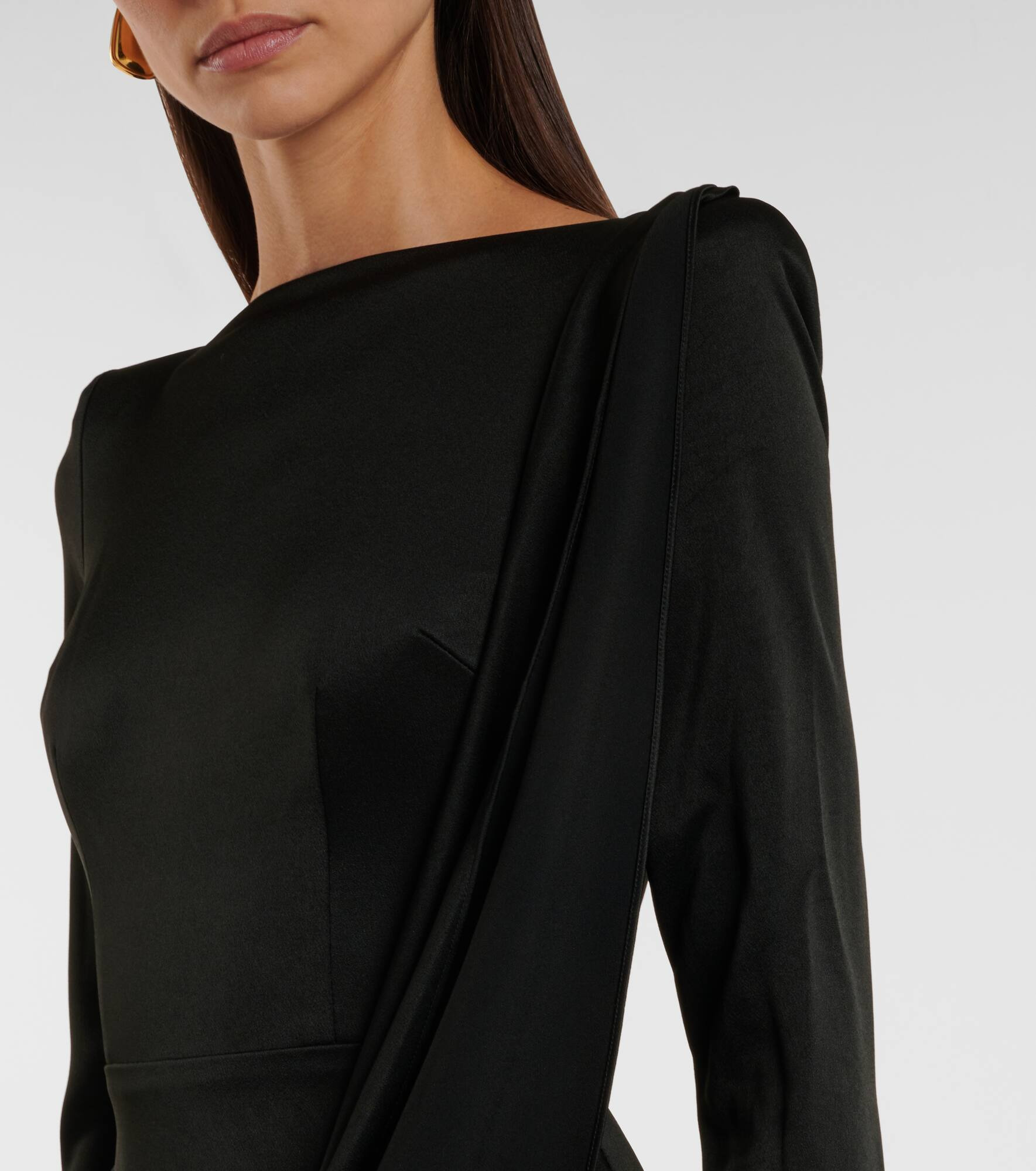 Asymmetric draped midi dress - 4