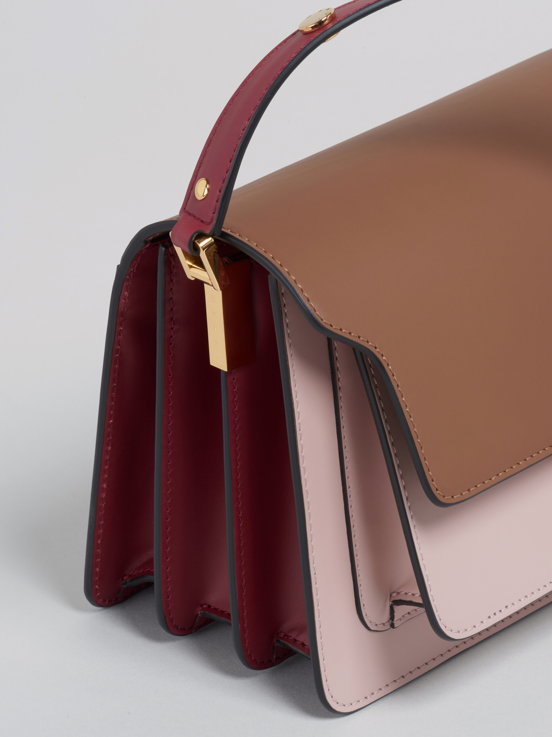 TRUNK MEDIUM BAG IN BROWN PINK AND RED LEATHER - 4