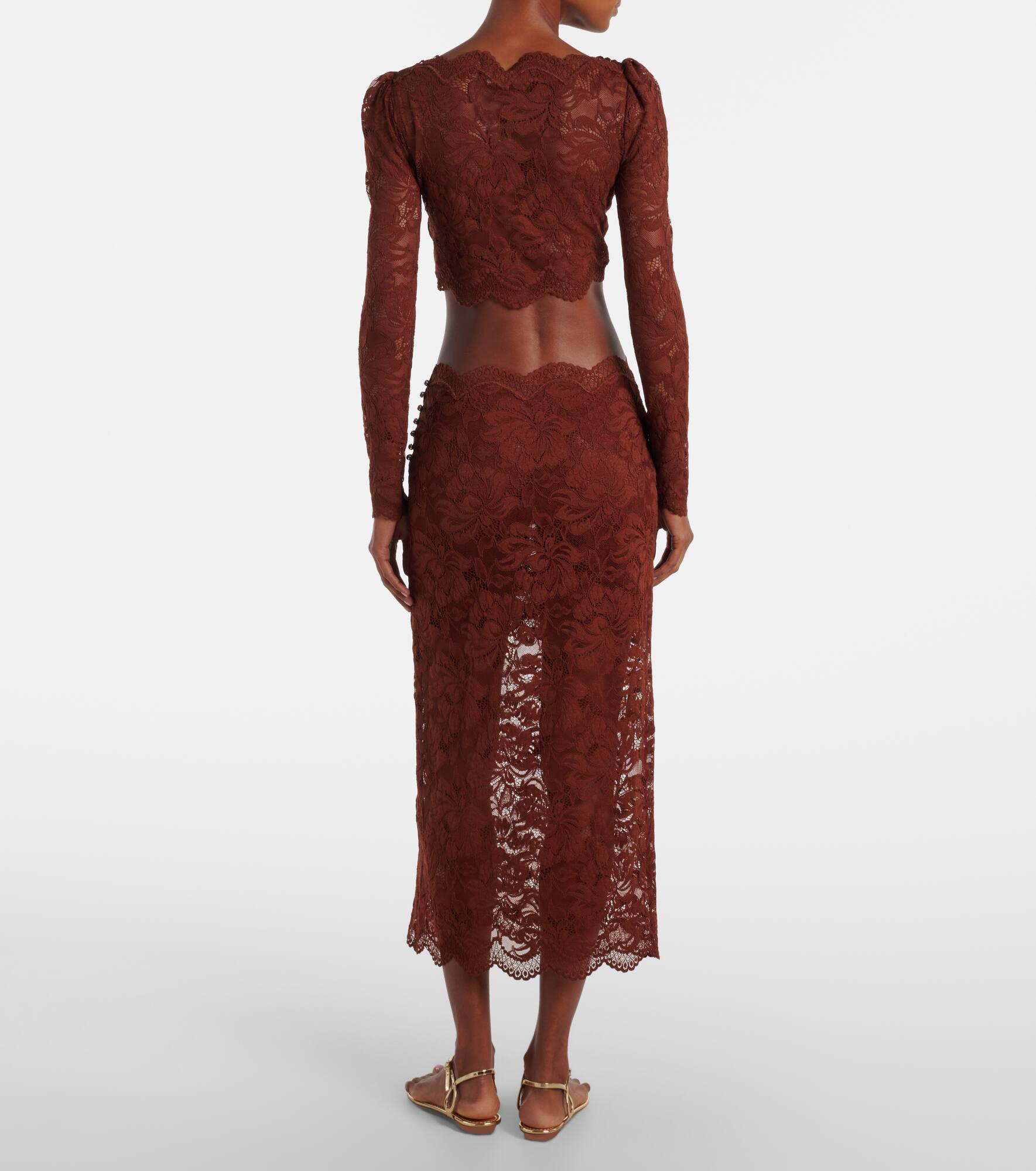 Floral lace midi skirt - 3