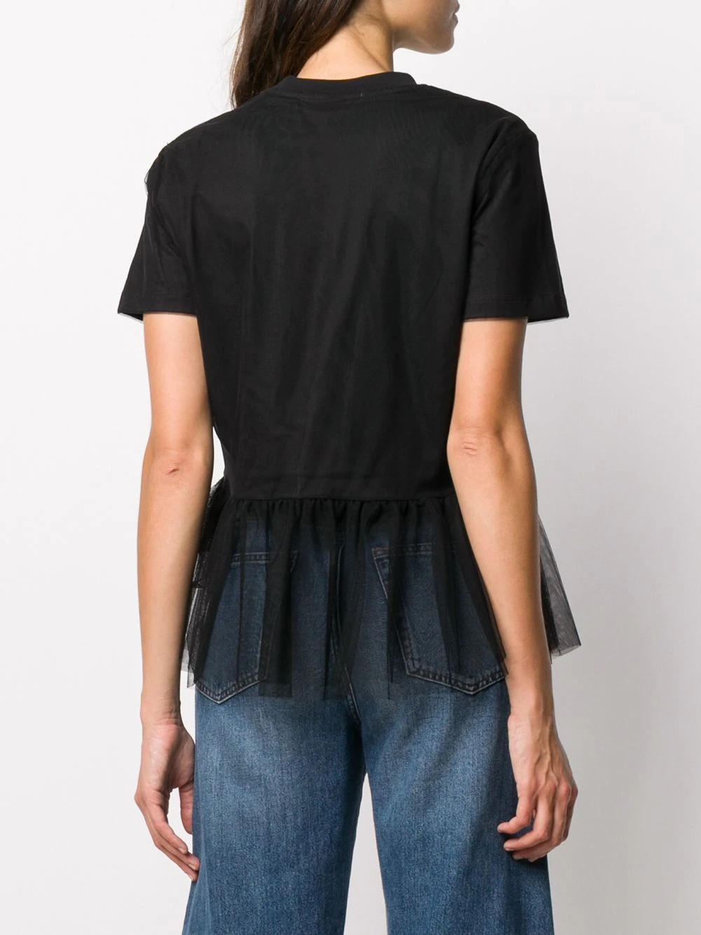 logo-print tulle-hem T-shirt - 4