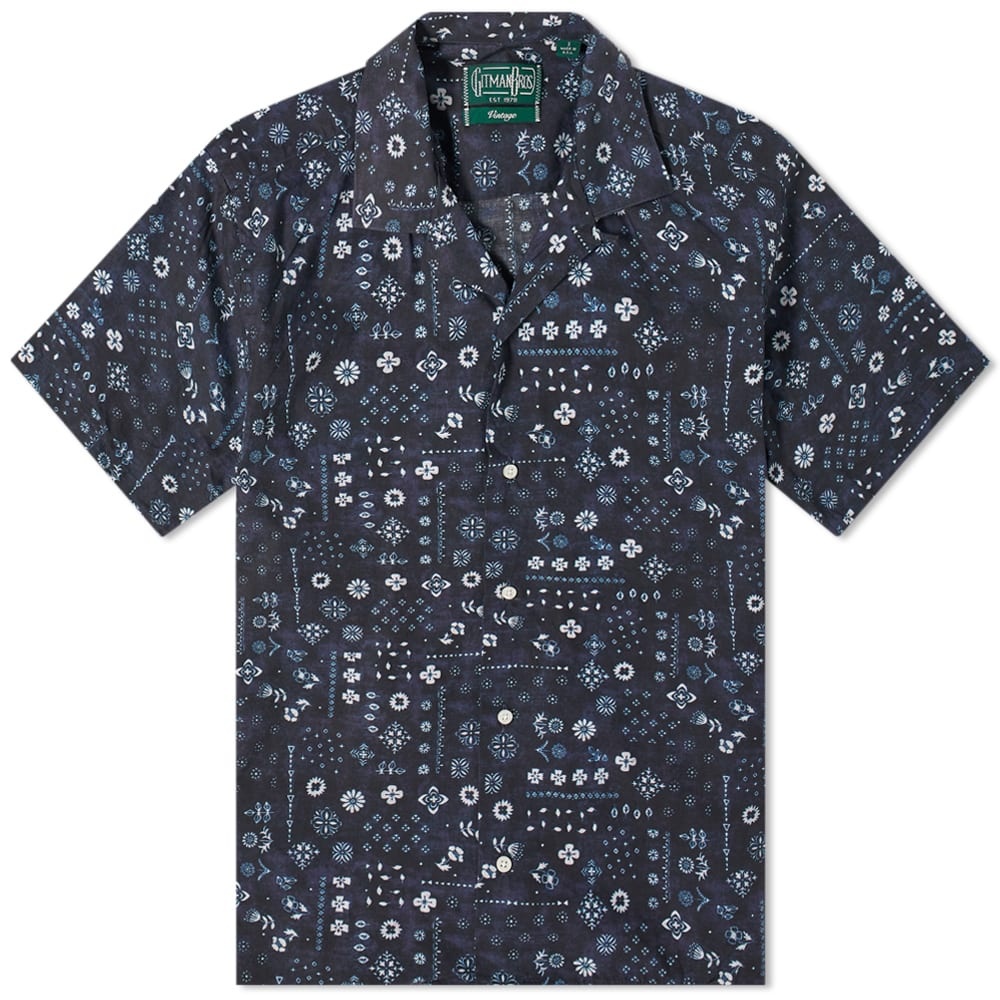 Gitman Vintage Indigo Bandana Camp Collar Shirt - 1