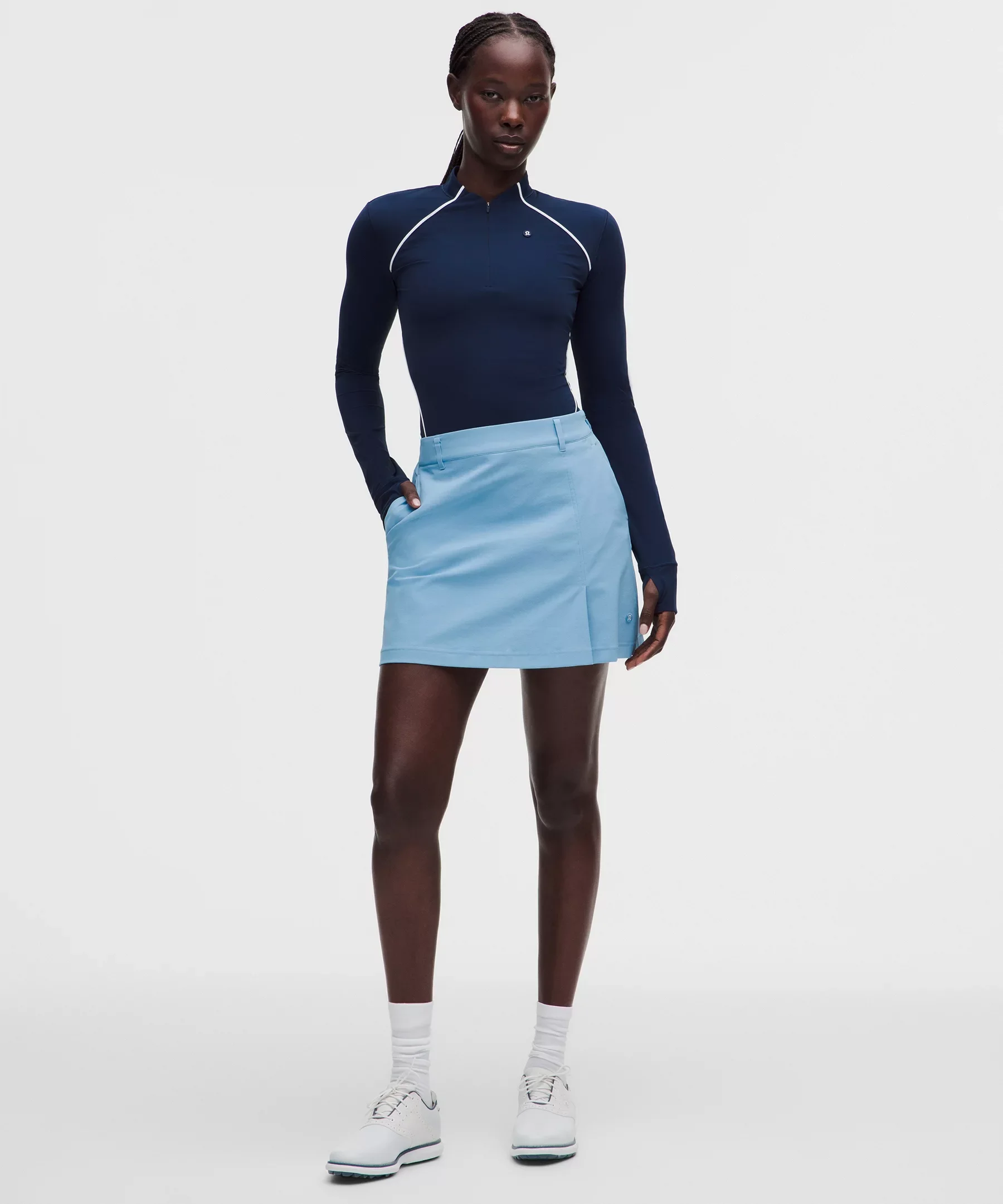 Stretch Twill Front Pleat Golf Skirt *Embroidered Logo - 1