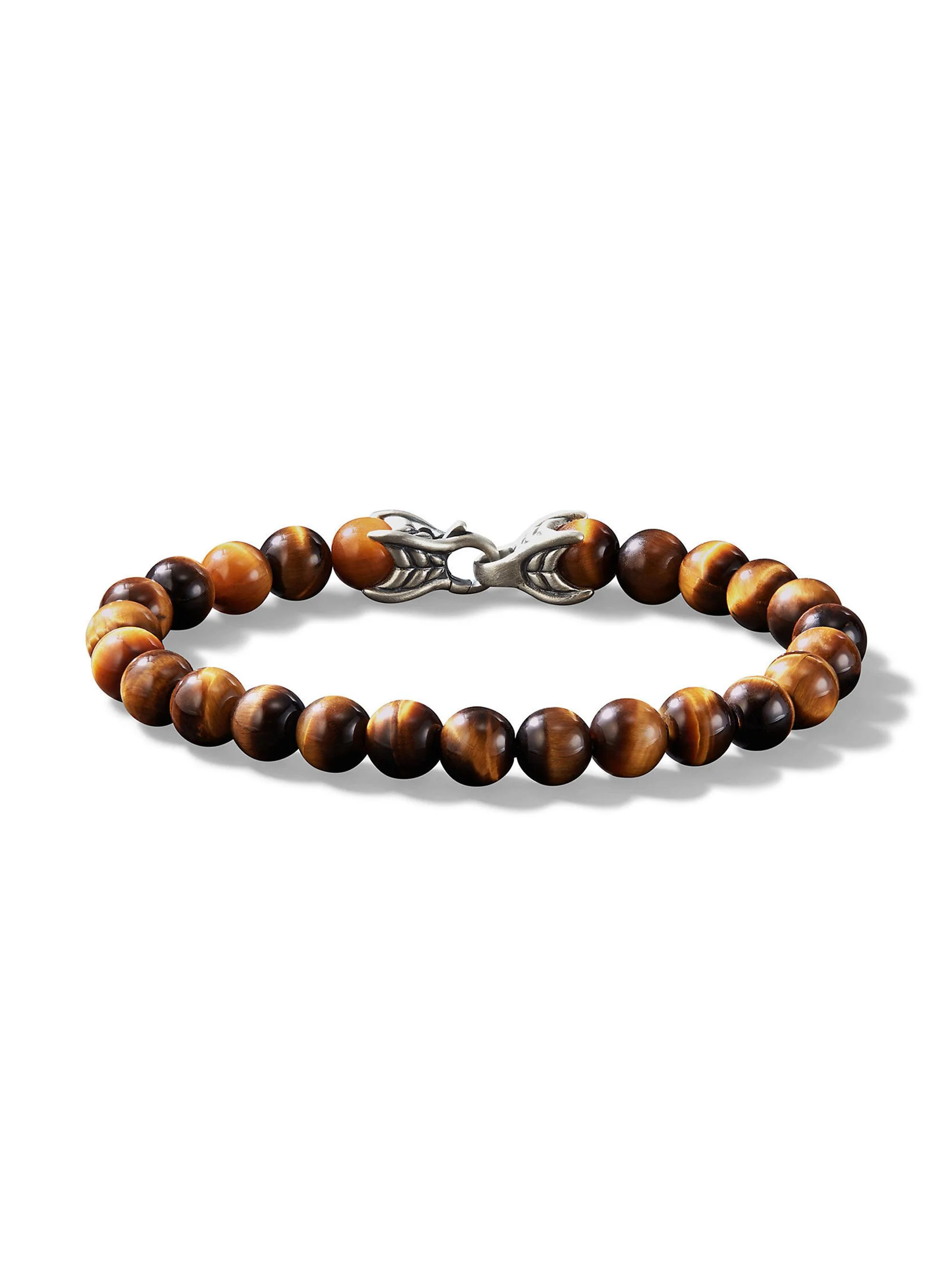 Men's Spiritual Beads Bracelet in Sterling Silver - Tigers Eye - 1