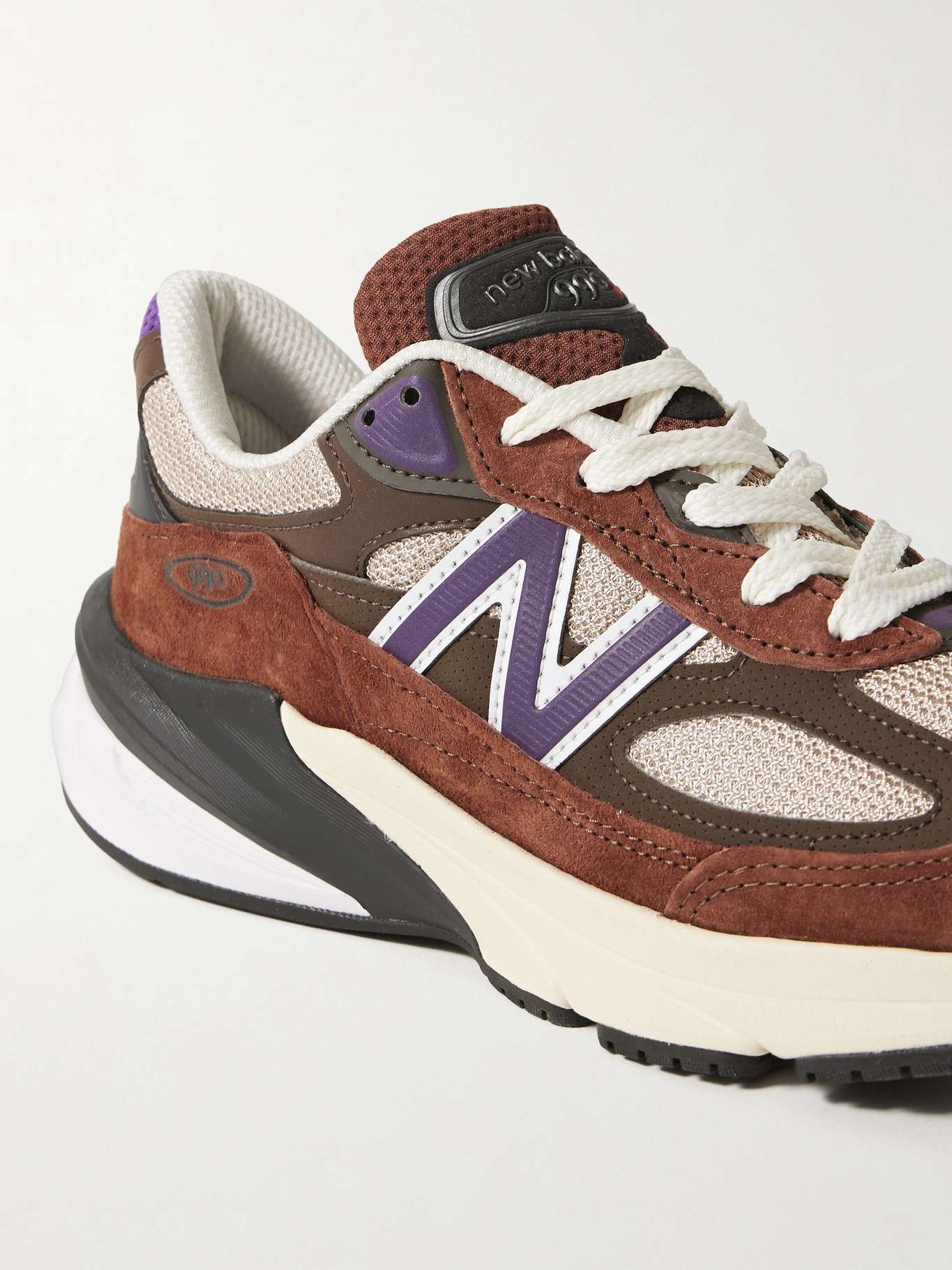 990v6 rubber and leather-trimmed suede and mesh sneakers - 4