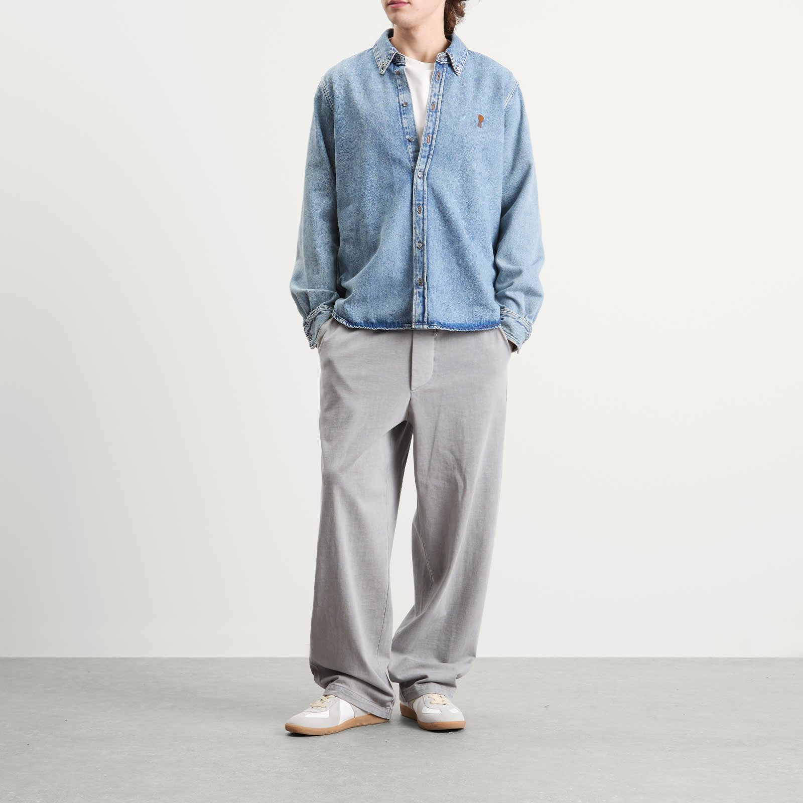 AMI Paris Used Indigo Light Denim Shirt - 4