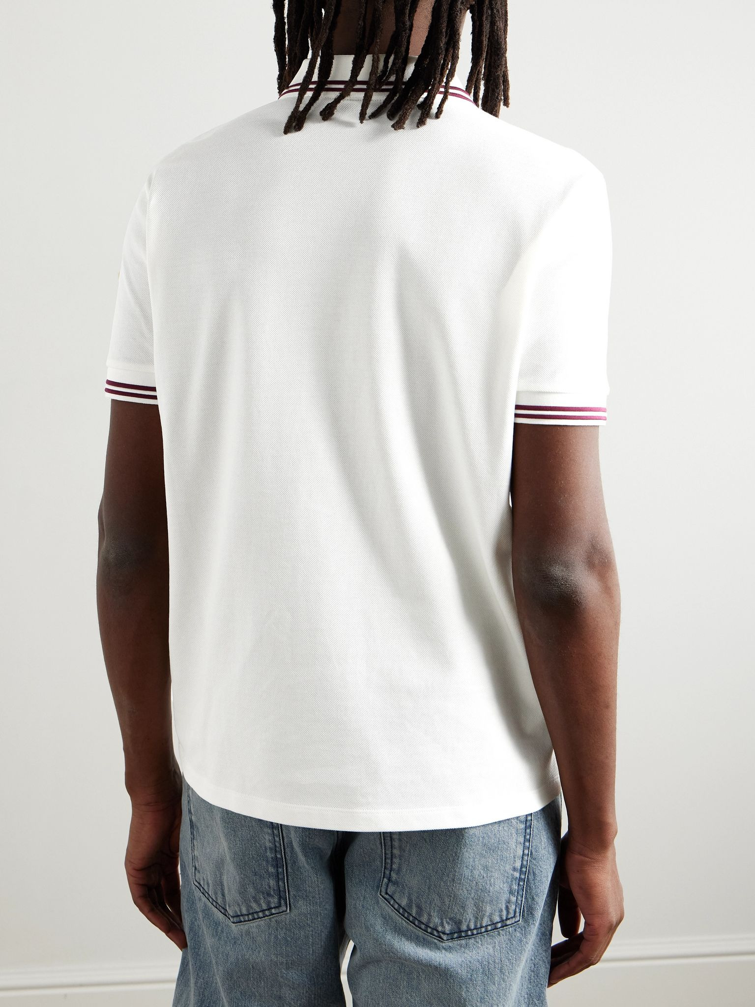 Slim-Fit Logo-Appliquéd Cotton-Piqué Polo Shirt White - 4