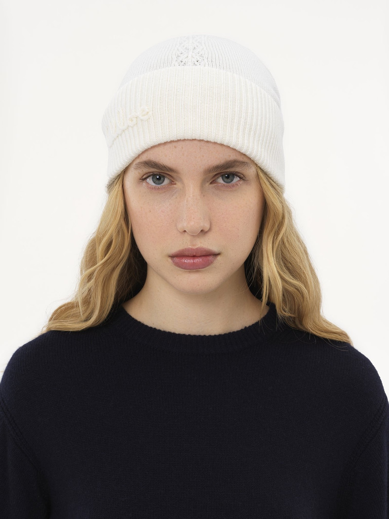 Chloé THE CHLOÉ LACE KNIT BEANIE IN WOOL & LACE JACQUARD outlook