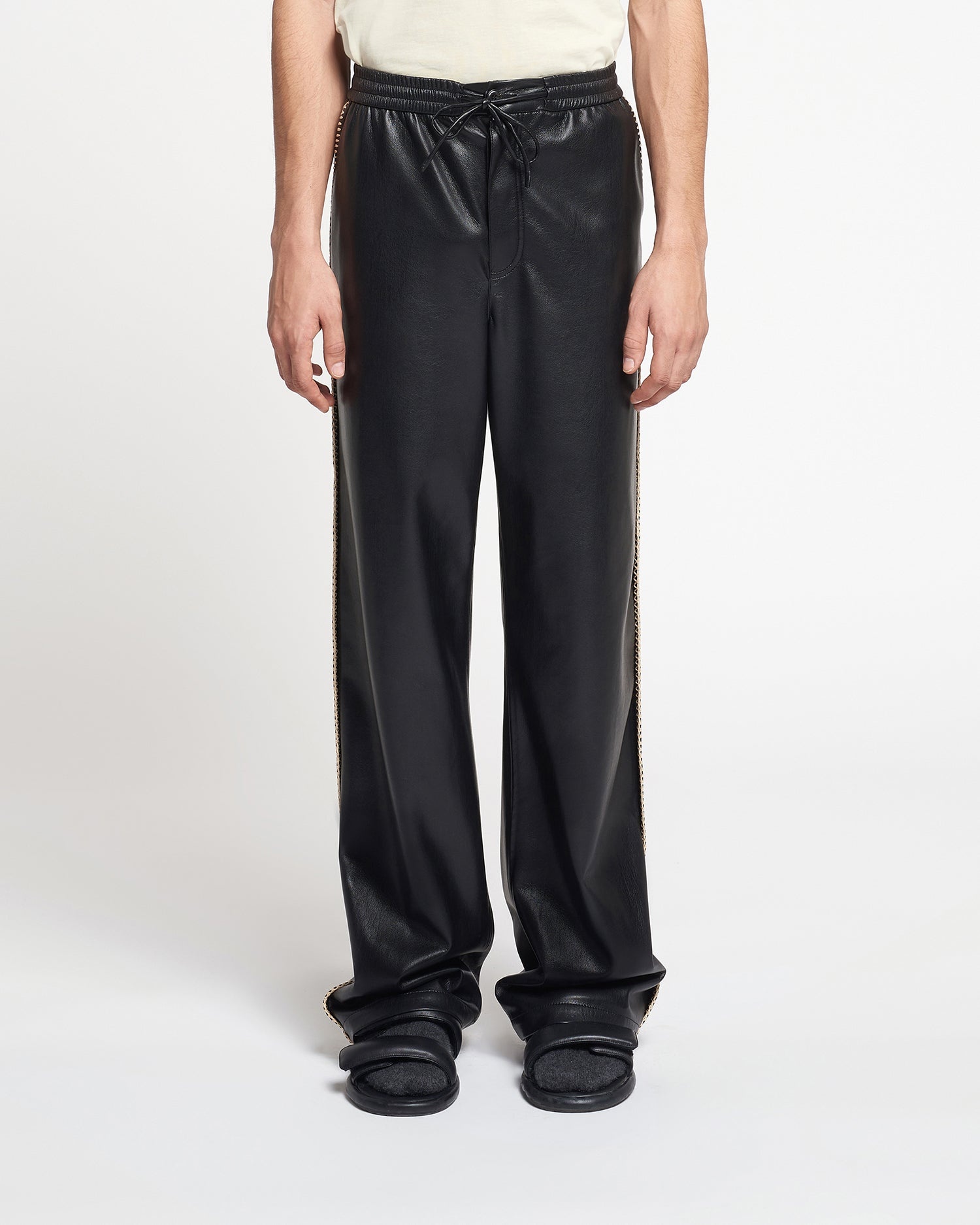 Raffia-Trimmed Okobor™ Alt-Leather Pants - 1