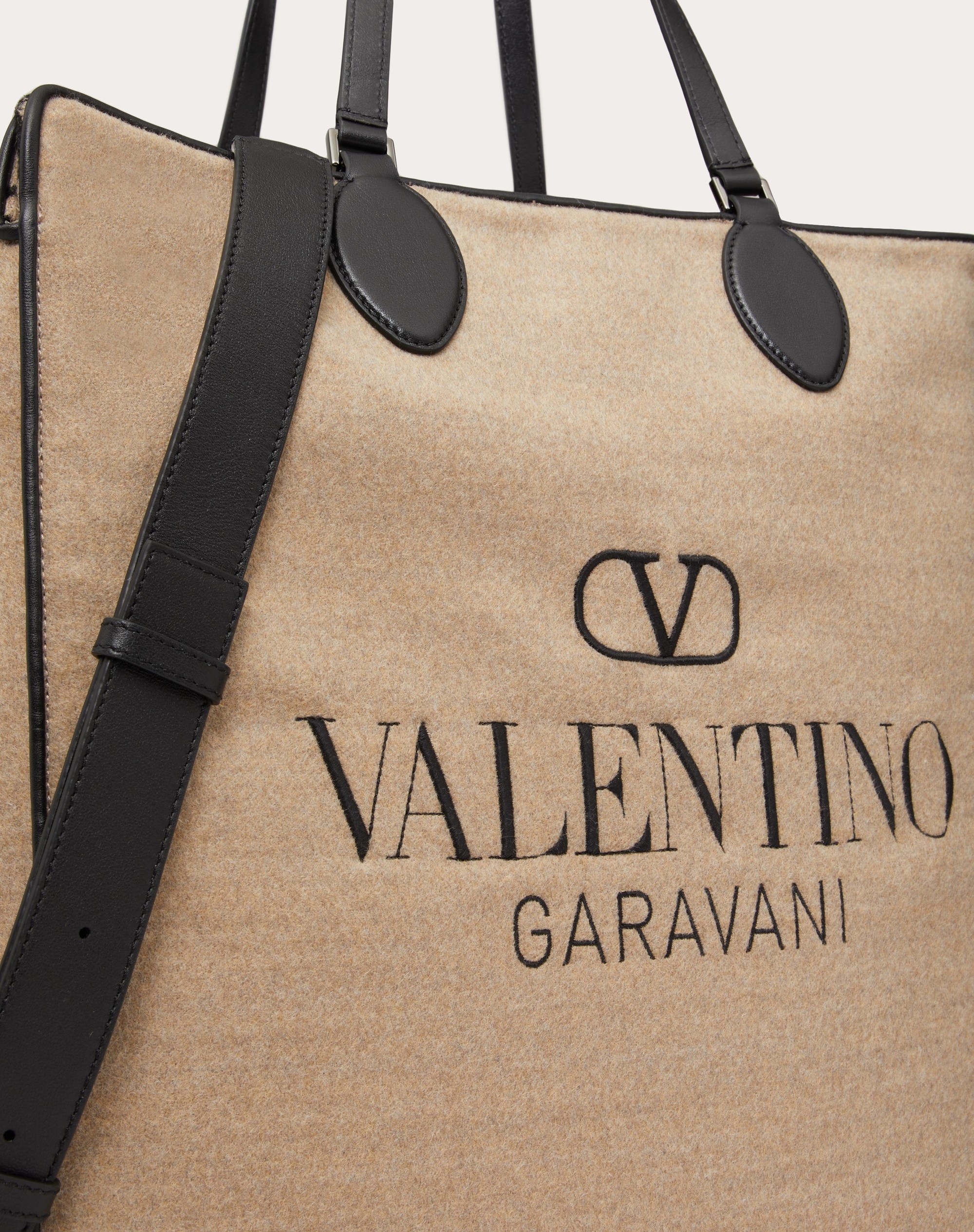 TOILE ICONOGRAPHE SHOPPING BAG IN WOOL WITH LEATHER DETAILS - 7