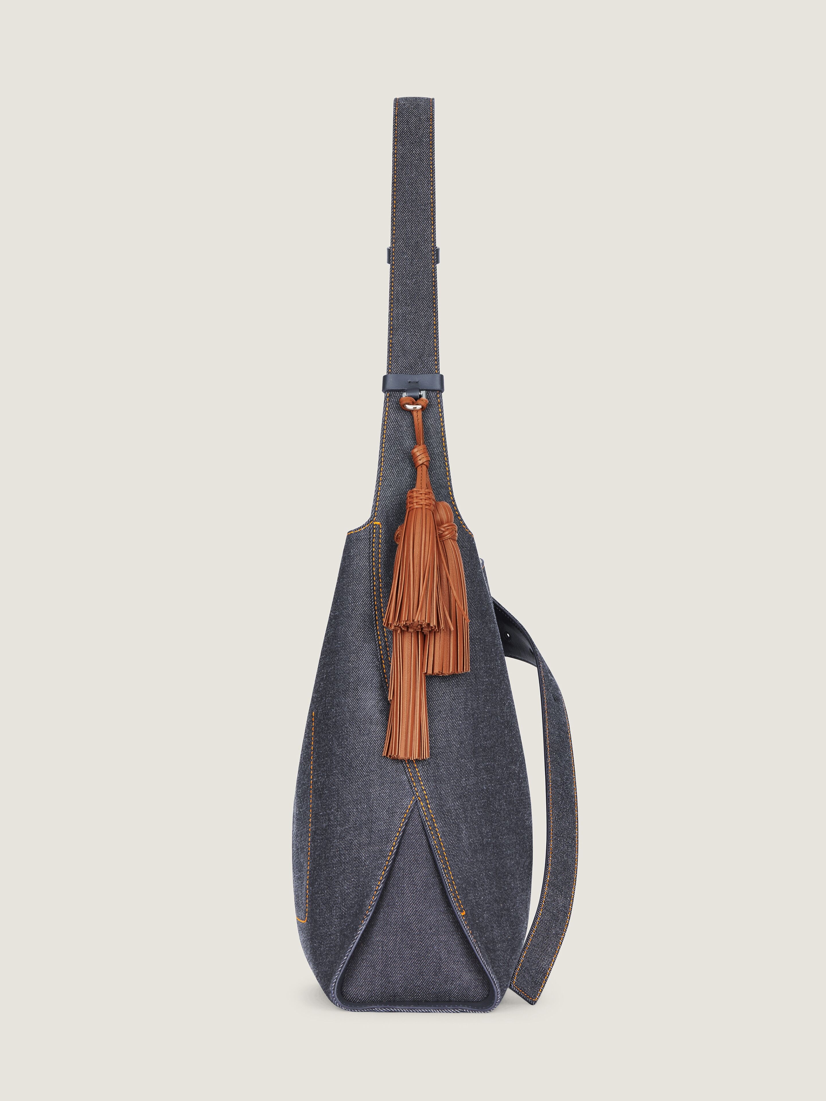 MEDIUM BELTED HOBO BAG IN DENIM - 3