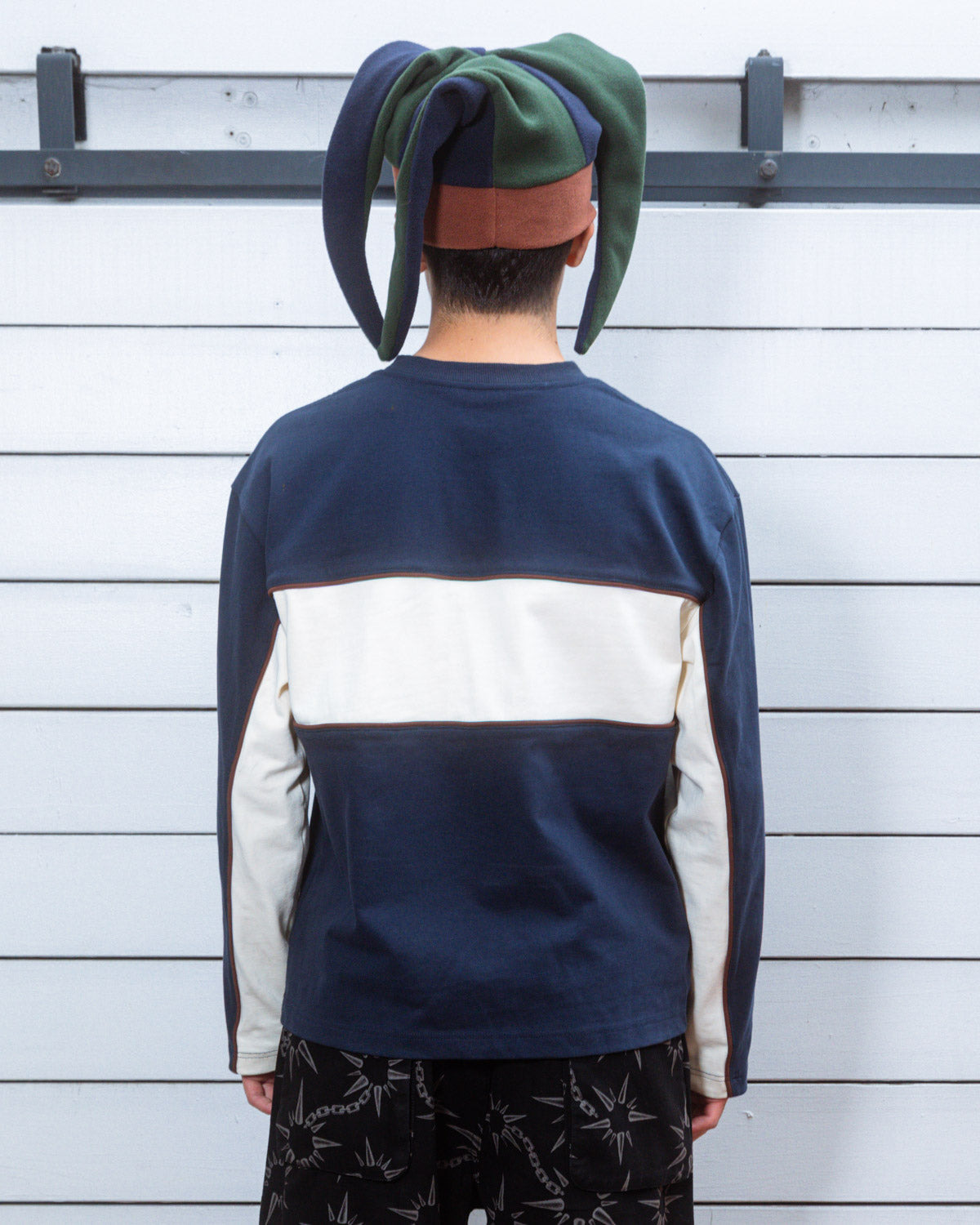 Heavyweight Paneled Long Sleeve Shirt - Navy - 7