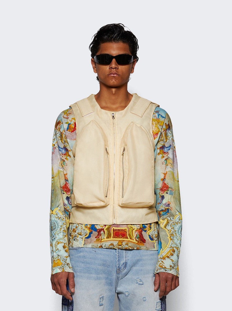 WHO DECIDES WAR Organza Bullet Point Vest Tan outlook