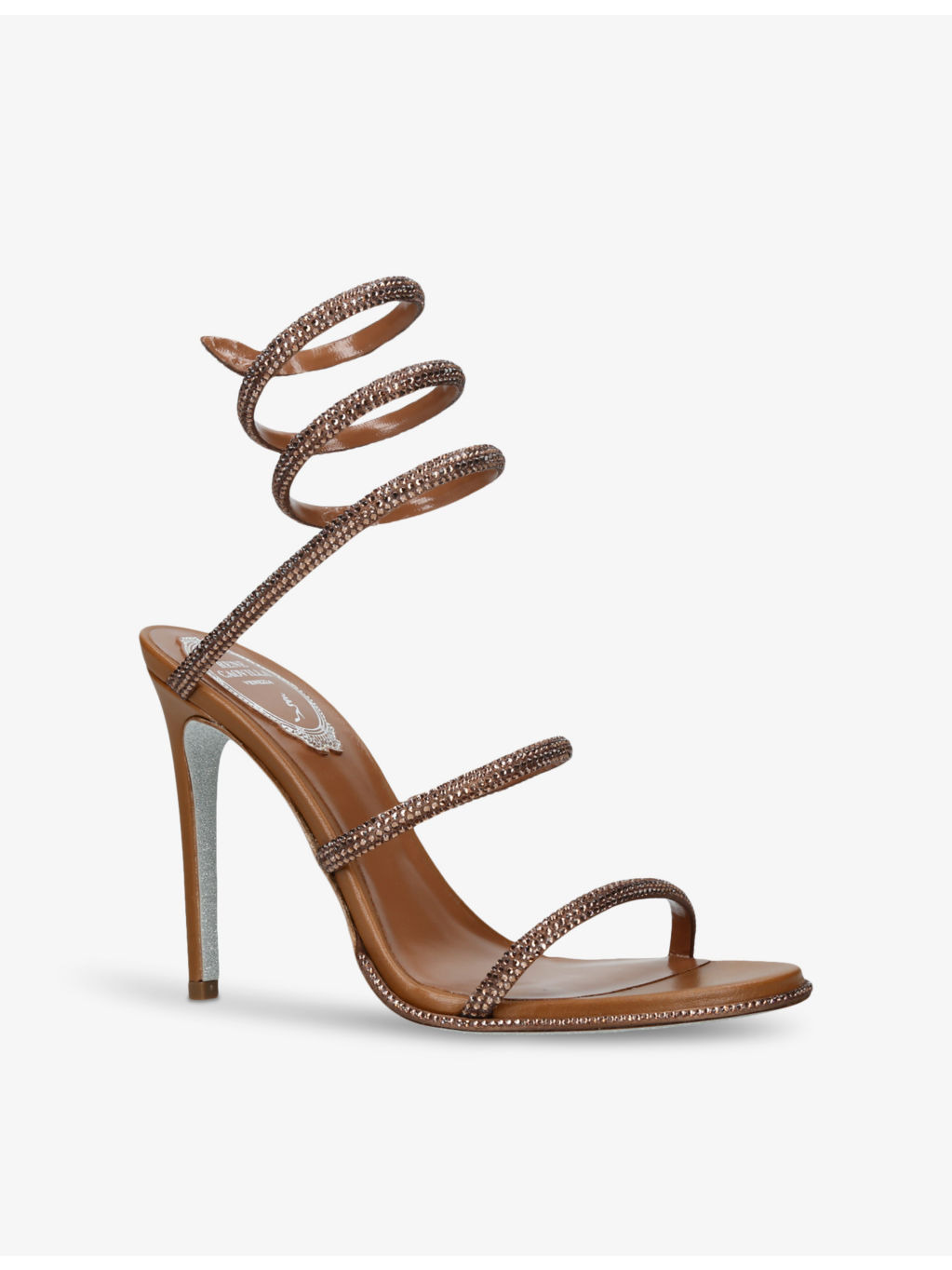 Cleo 105 crystal-embellished leather heeled sandals - 3