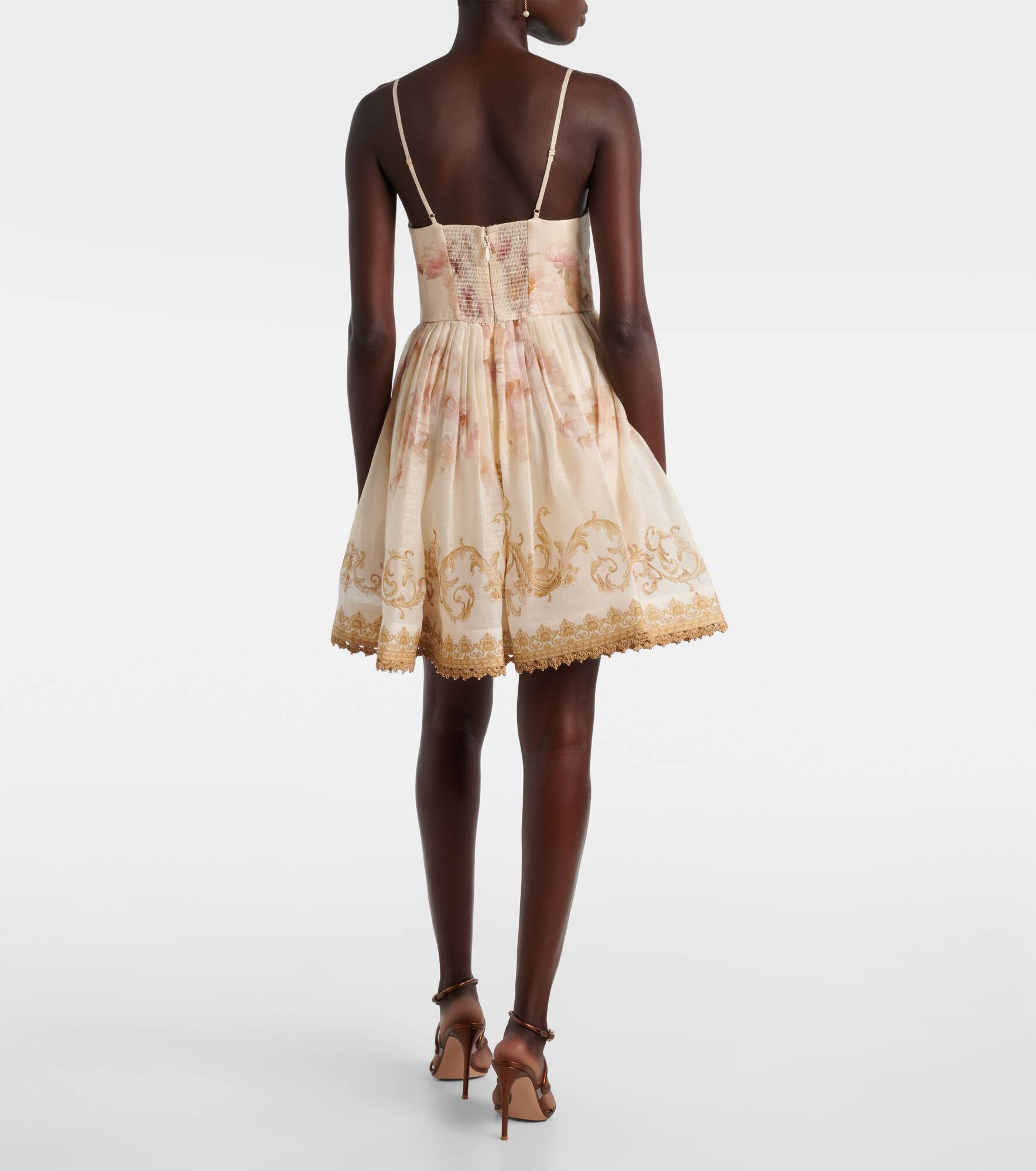 Hypnotic floral linen and silk minidress - 3