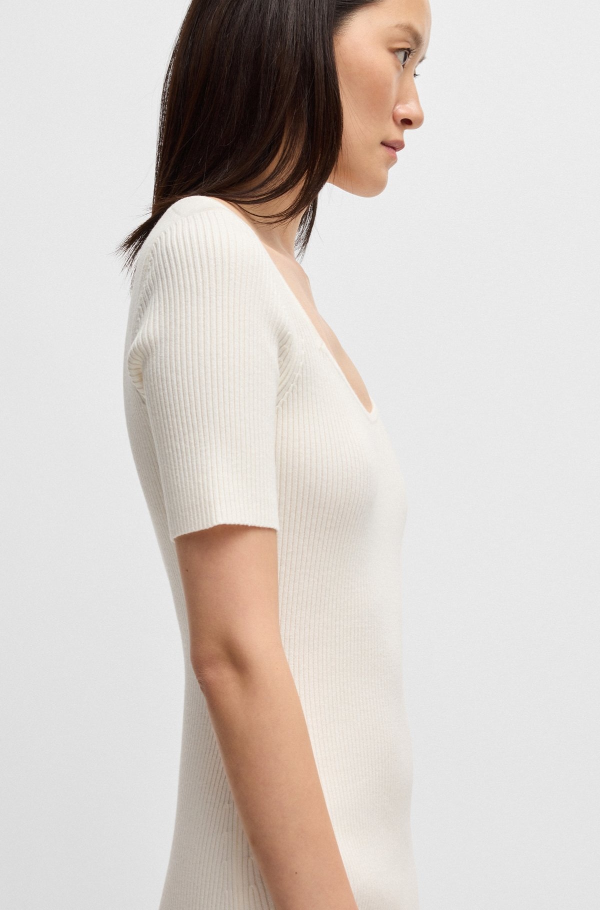 SLIM-FIT DRESS IN RIBBED STRETCH FABRIC - 6