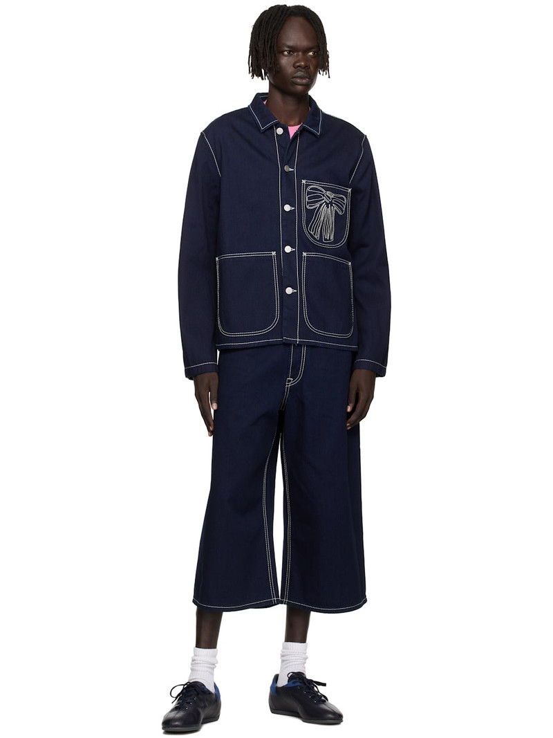 Acne Studios Blue Embroidered Denim Shorts outlook