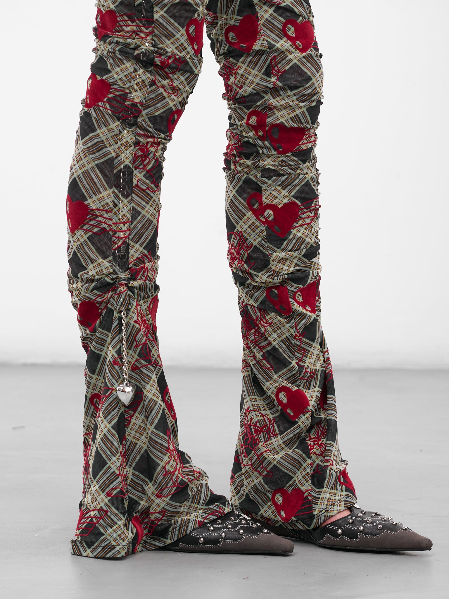 Sonicscape Tartan Flocked Mesh Leggings - 5