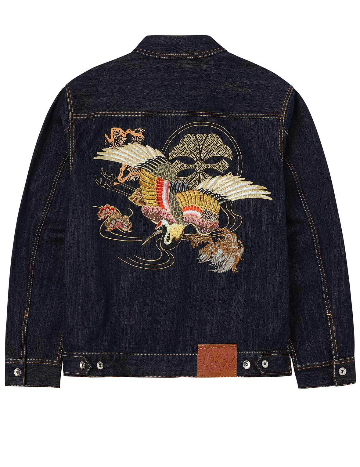 Grateful Crane Embroidery Relax Fit Denim Jacket - 13