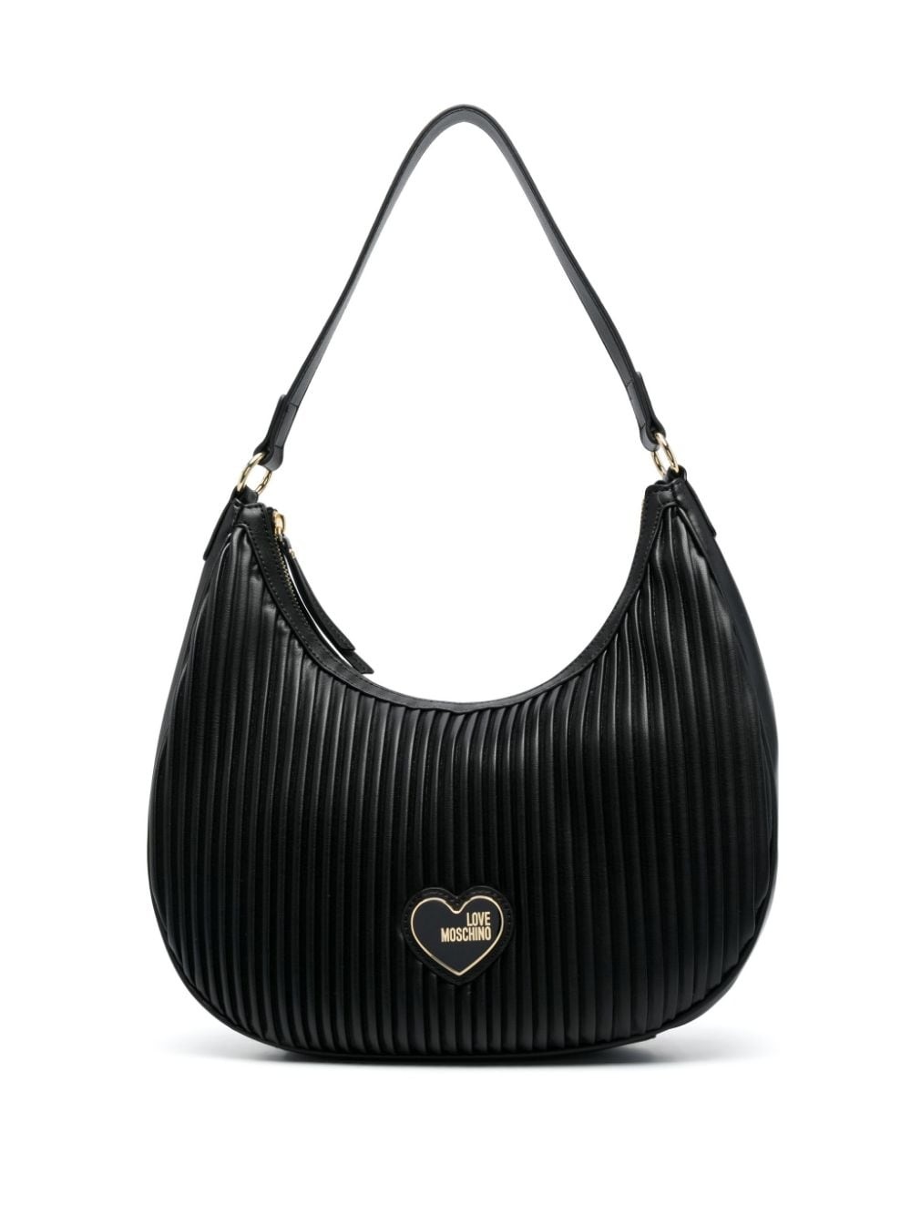 enamel-heart pleated shoulder bag - 1