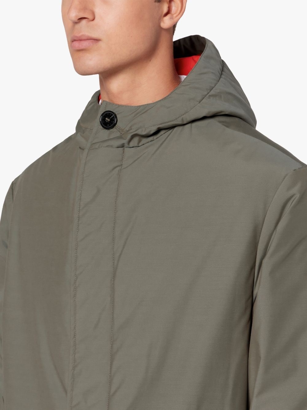 FIRENZE DARK OLIVE RAIN SYSTEM WOOL BLEND HOODED THINDOWN PARKA | GMF-301 - 5
