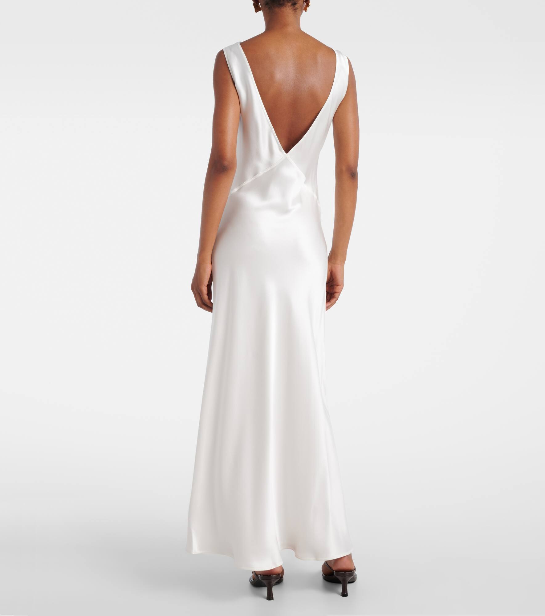 Bordeaux silk satin slip dress - 3