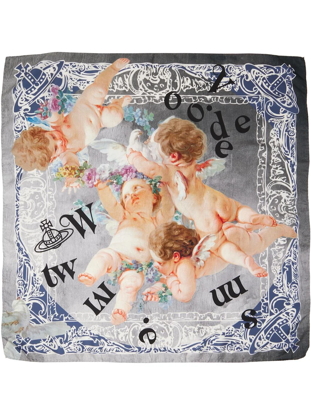 Gray Spring Cherub Square Scarf - 1